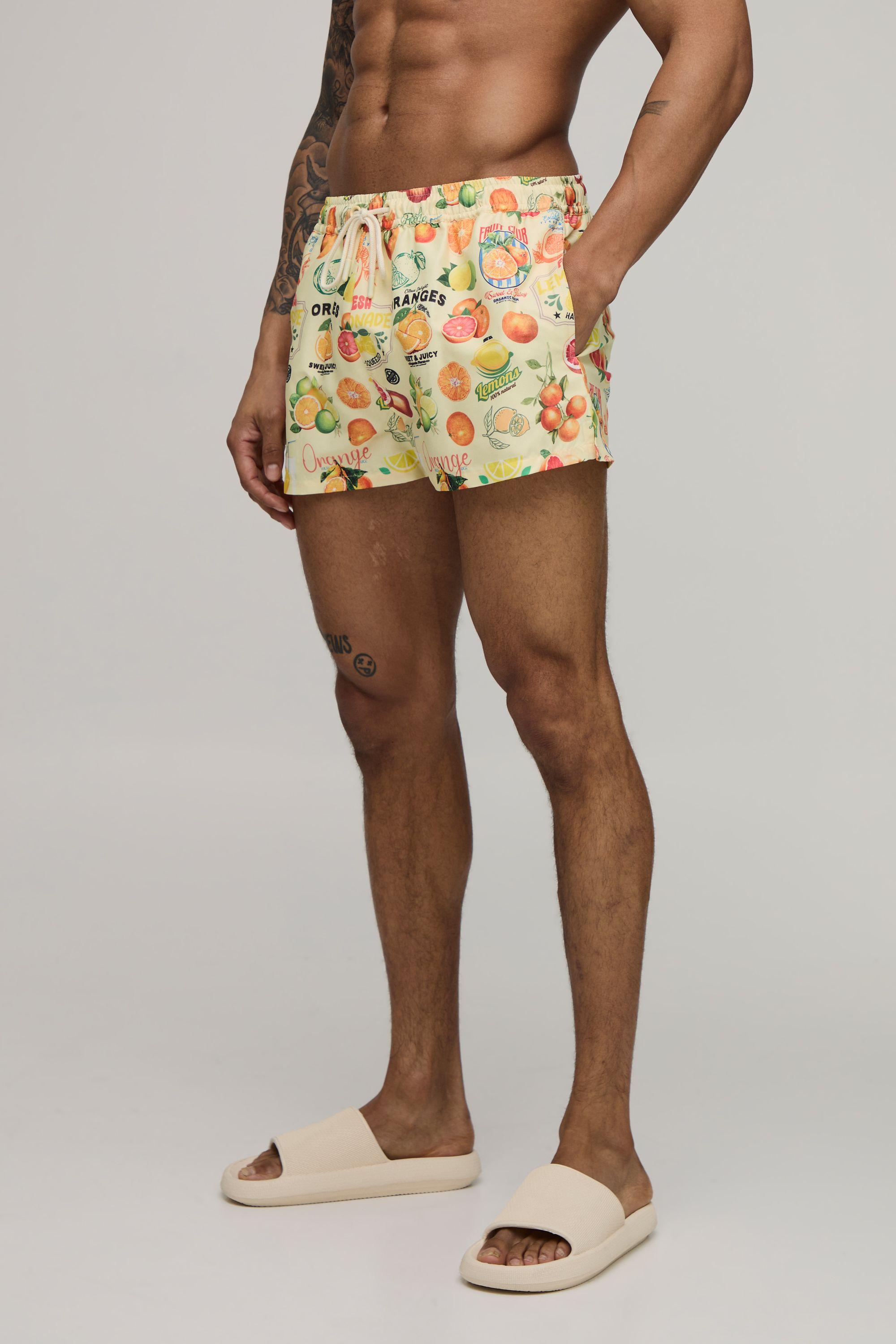 Fruit Printed Super Short Length Swim Short by BOOHOOMAN