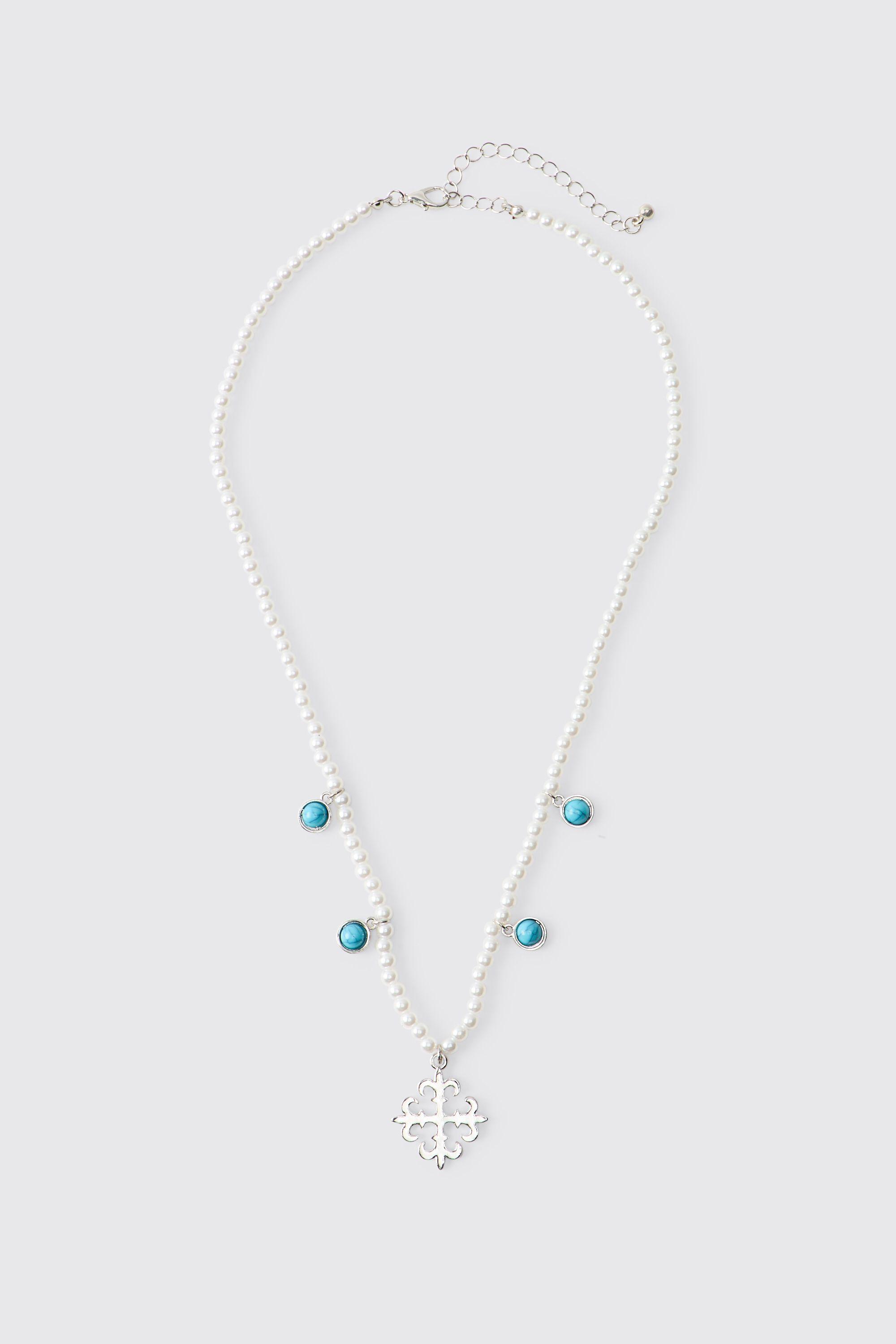 Gem and Cross Necklace by BOOHOOMAN