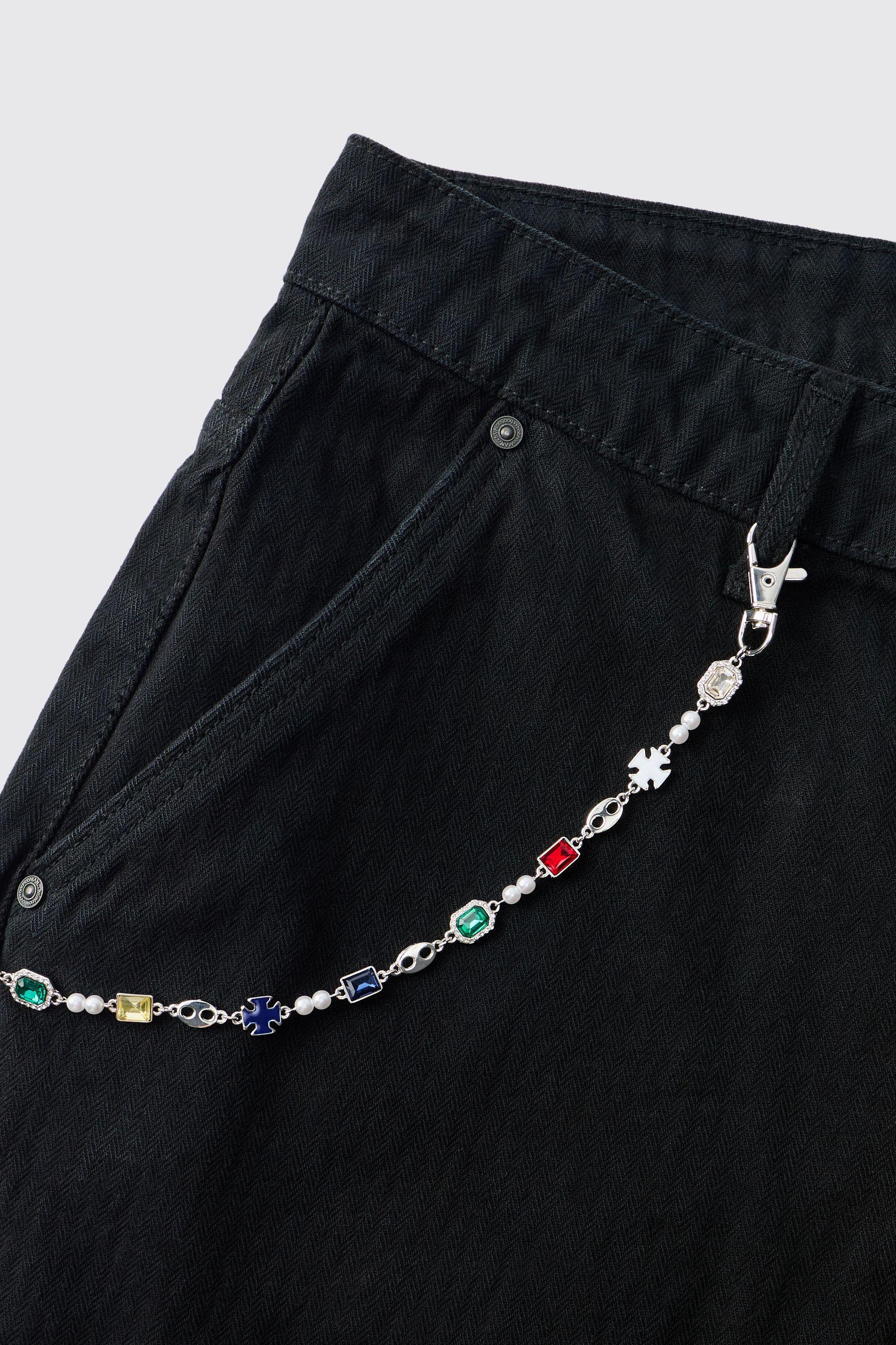 Gem and Mock Pearl Jean Chain by BOOHOOMAN