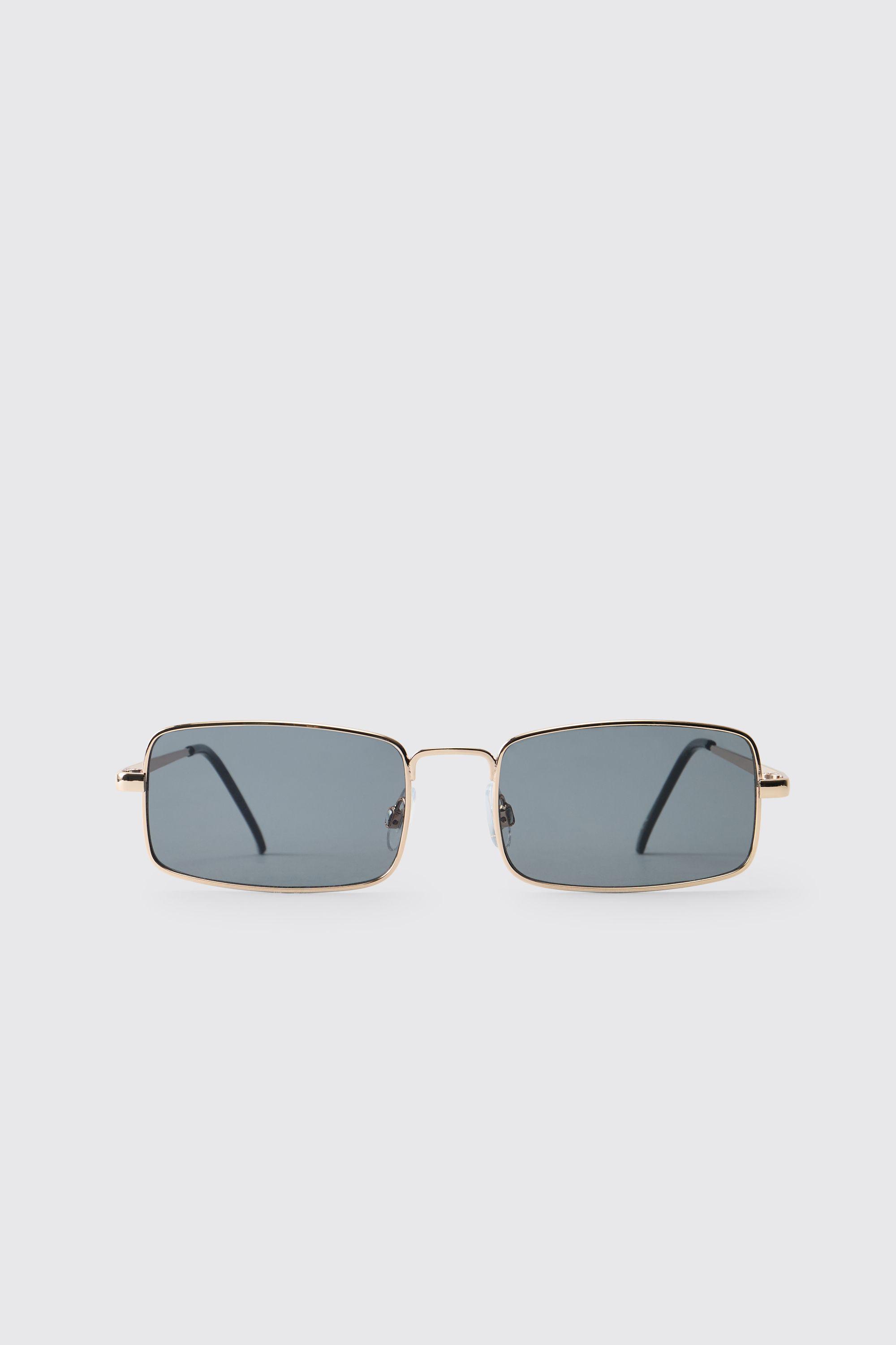 Gold Frame Black Lens Square Sunglasses by BOOHOOMAN