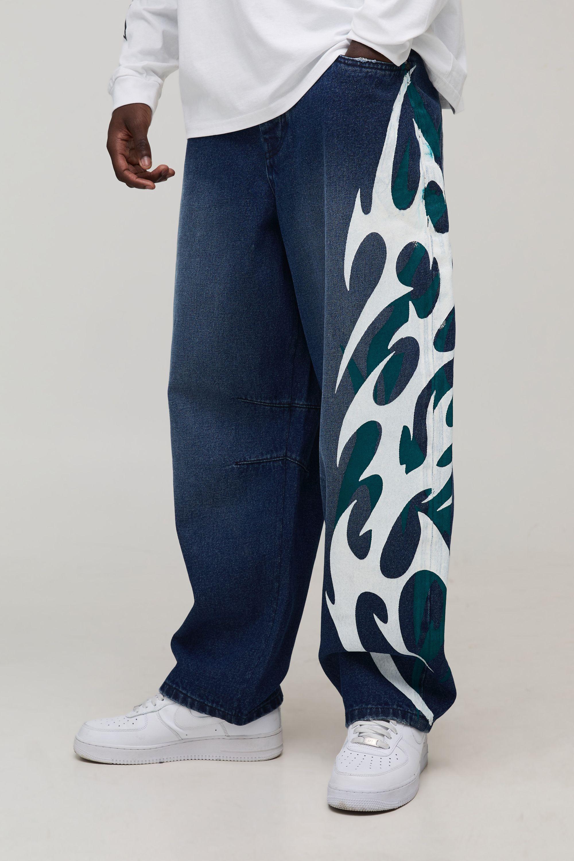 Gothic Printed Balloon Fit Jeans by BOOHOOMAN