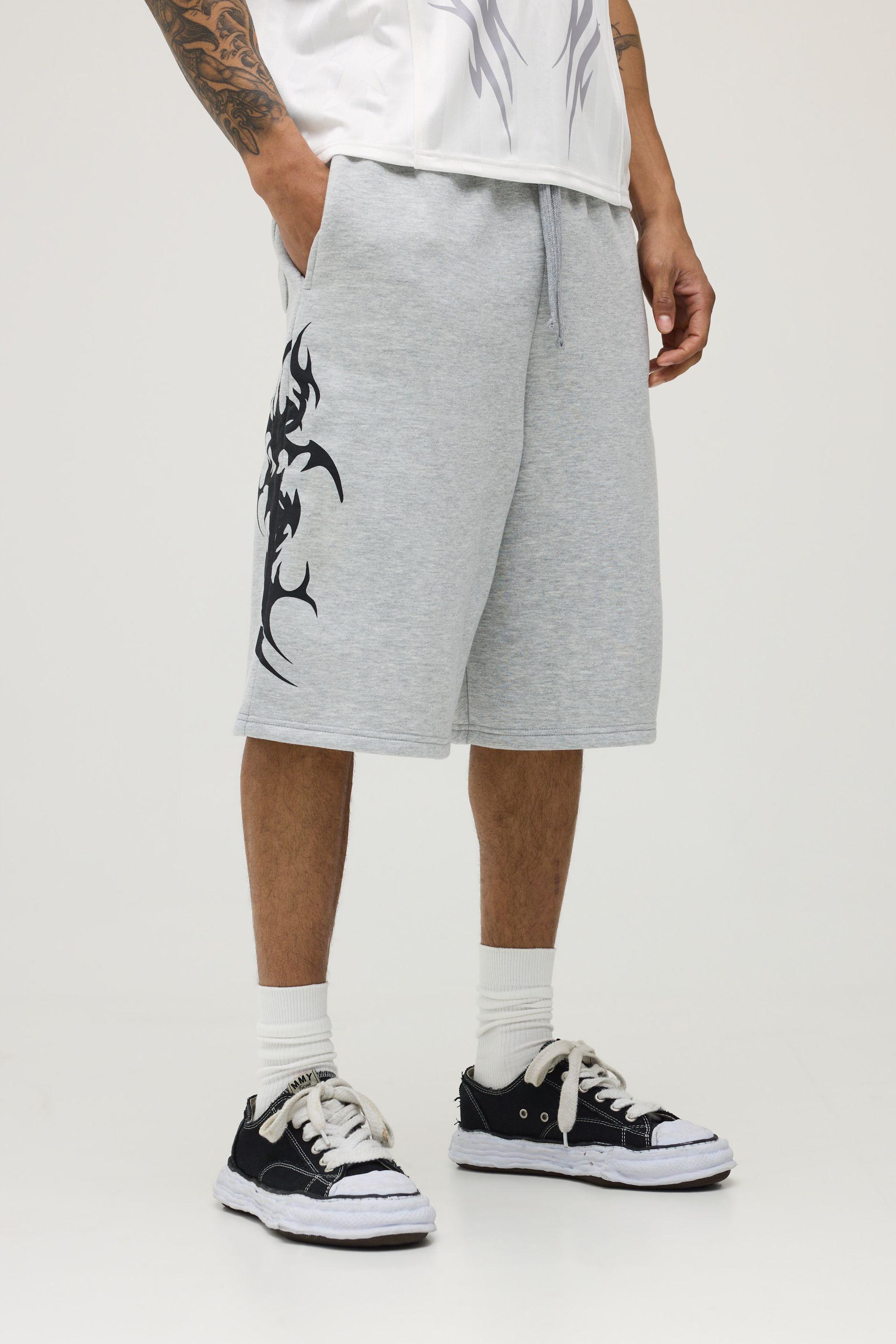 Gothic Printed Jersey Bermuda Jort by BOOHOOMAN