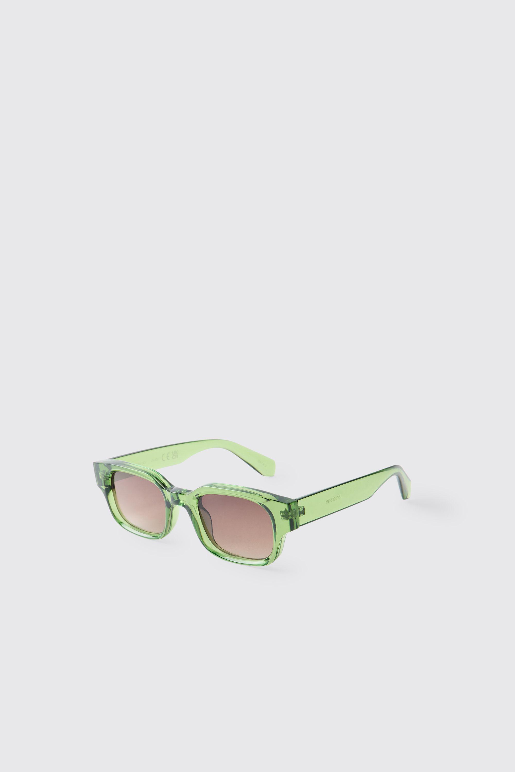 Green Rim Wayfarer Sunglasses by BOOHOOMAN