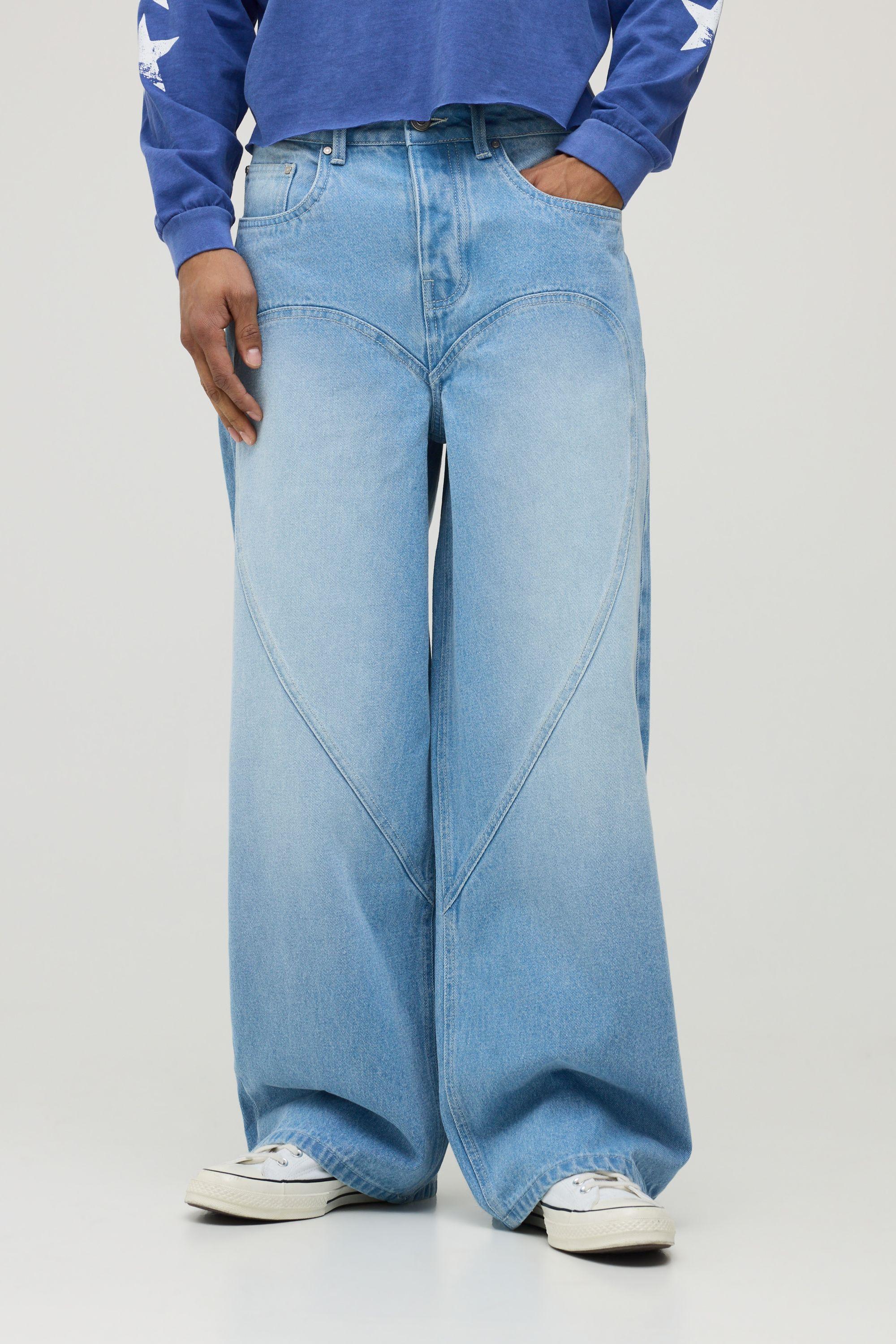 Heart Gusset Seam Baggy Jeans by BOOHOOMAN