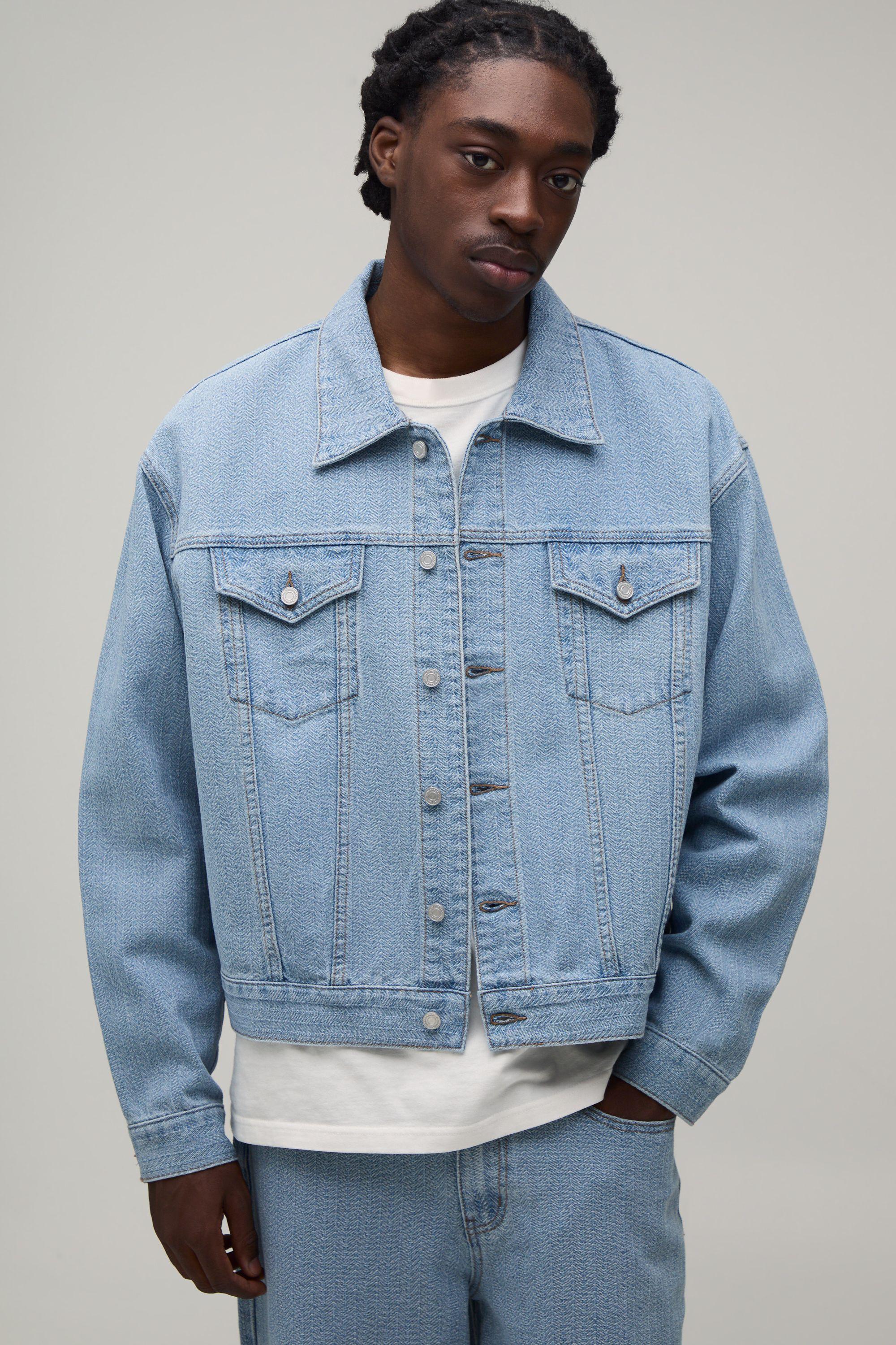 Herringbone Boxy Denim Co-Ord Jacket by BOOHOOMAN