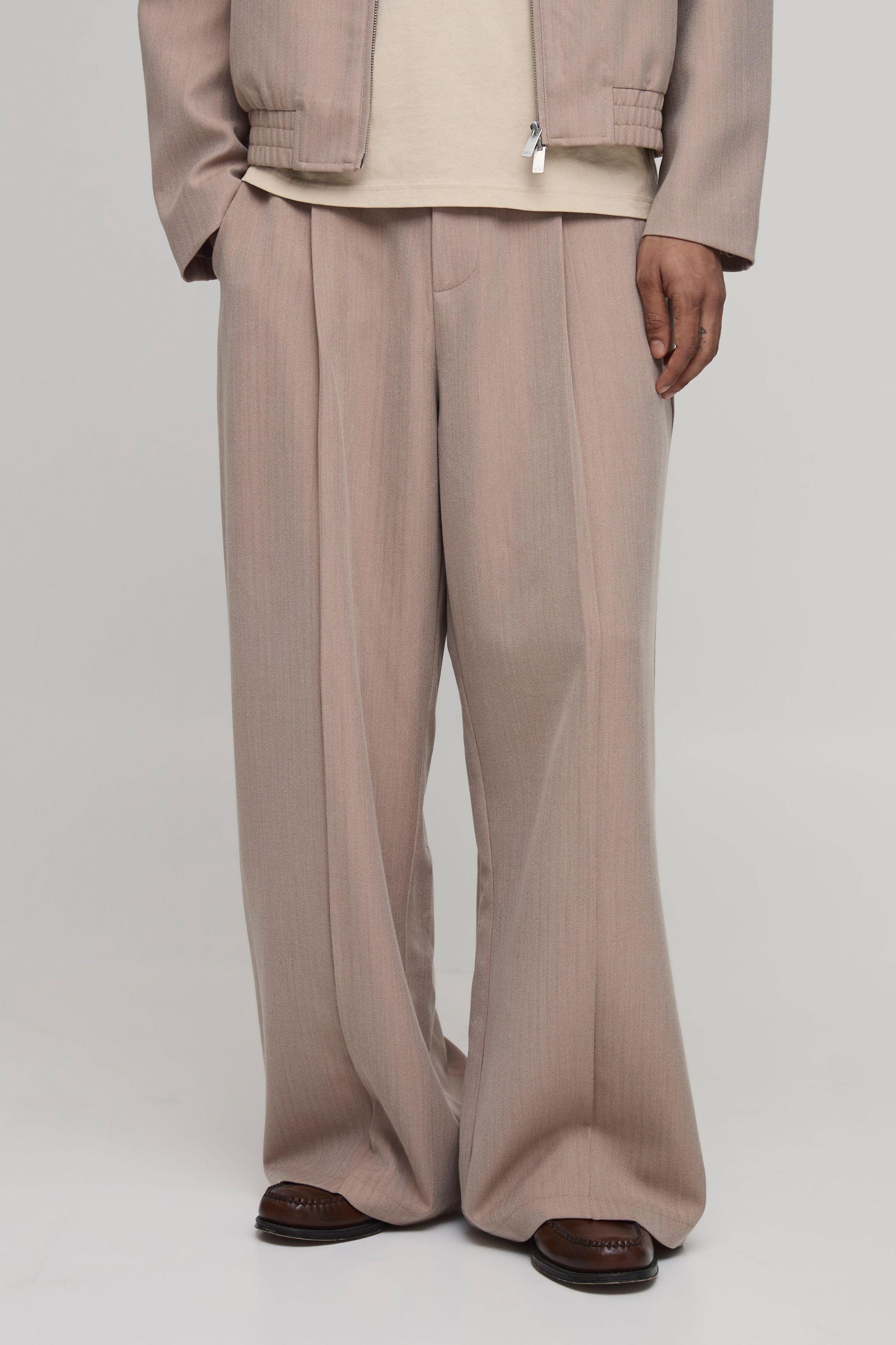 Herringbone Wide Fit Tailored Co-Ord Trousers by BOOHOOMAN