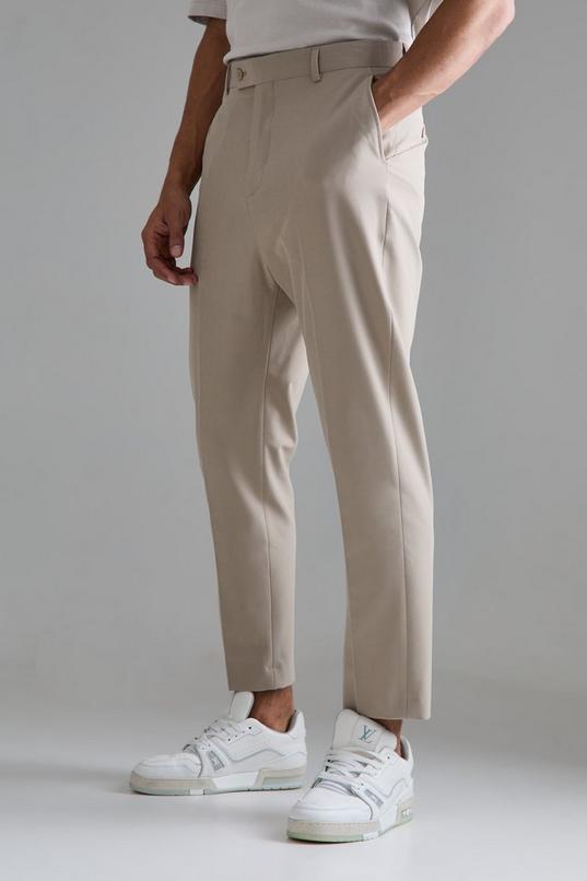High Rise Technical Stretch Tapered Trousers by BOOHOOMAN