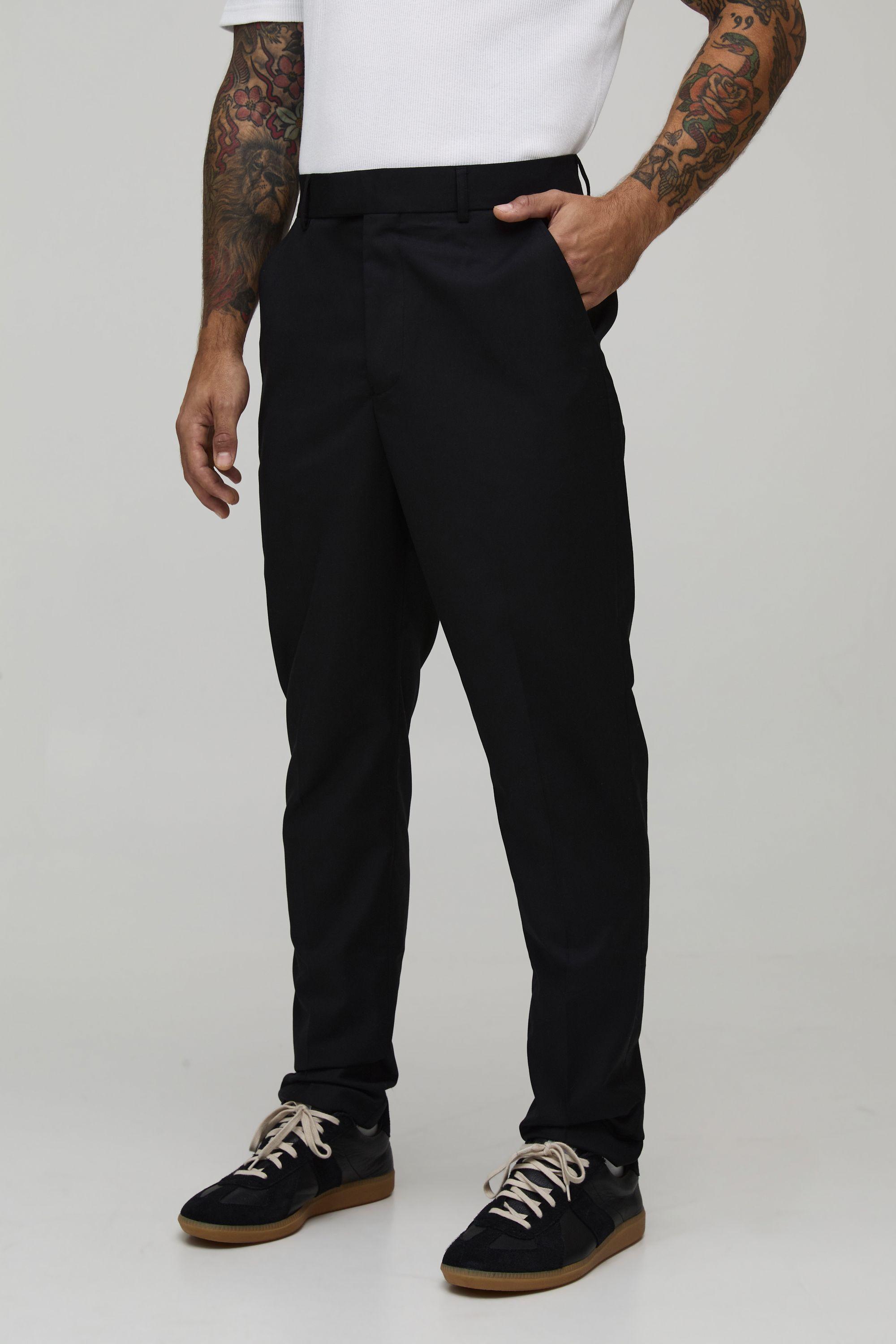 High Waisted Slim Tapered Tailored Trousers by BOOHOOMAN