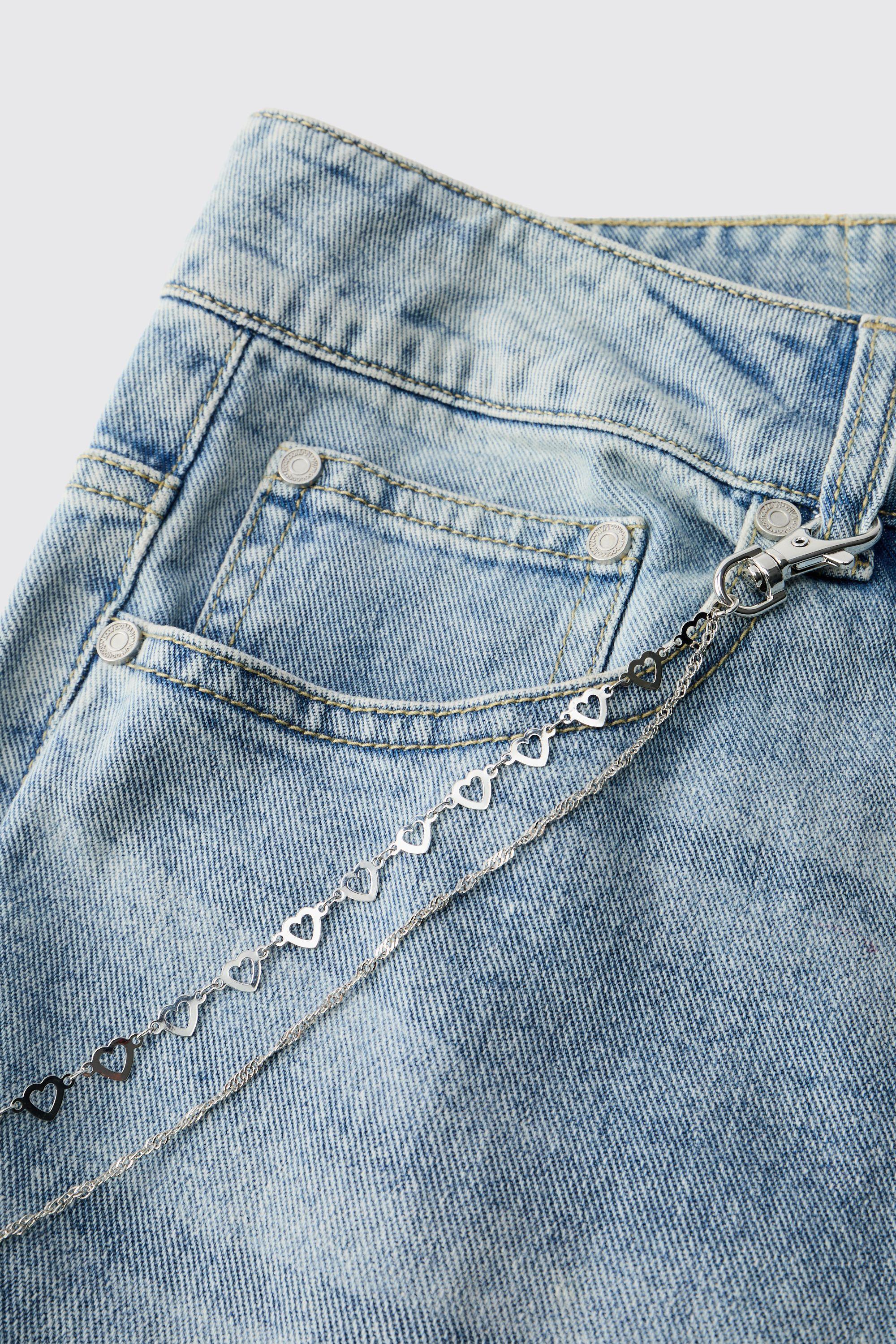 Layered Heart Jean Chain by BOOHOOMAN
