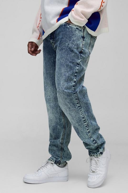 Light Blue Plus Relaxed Rigid Jeans by BOOHOOMAN