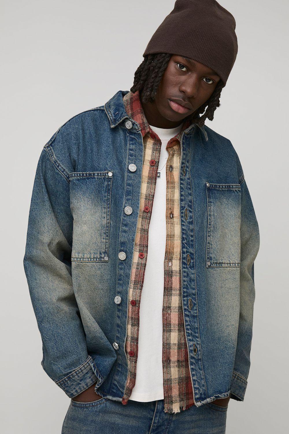 Long Sleeve Oversized Washed Denim Shirt by BOOHOOMAN