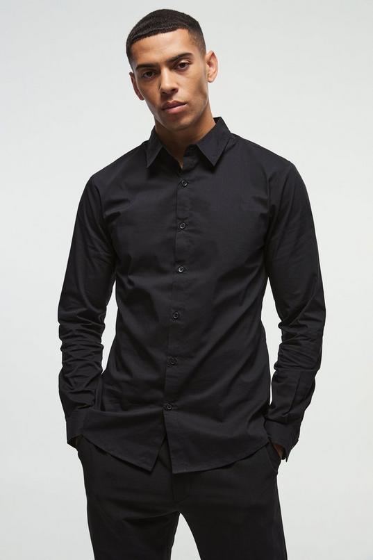 Long Sleeve Slim Shirt by BOOHOOMAN