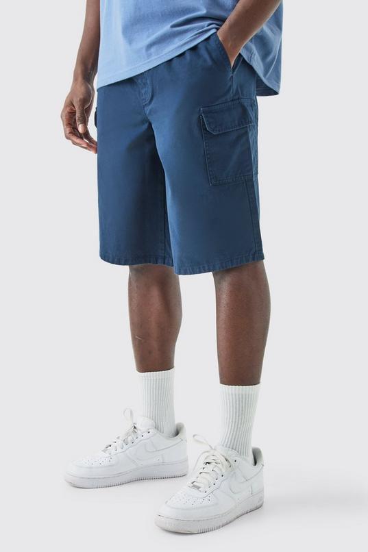 Longer Length Relaxed Fit Elasticated Waist Cargo Shorts by BOOHOOMAN Longer Length Relaxed Fit Elasticated Waist Cargo Shorts by BOOHOOMAN