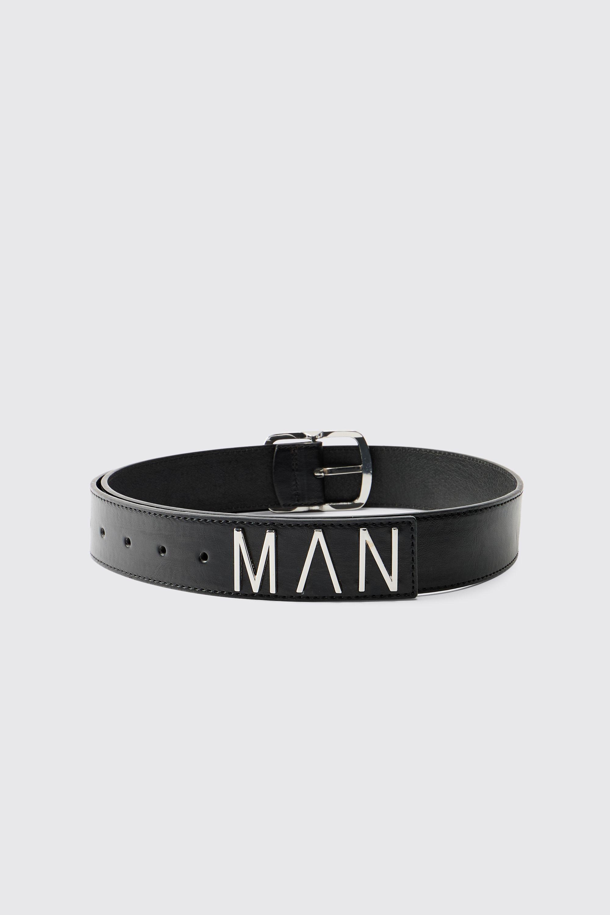 MAN Silver Buckle Belt by BOOHOOMAN