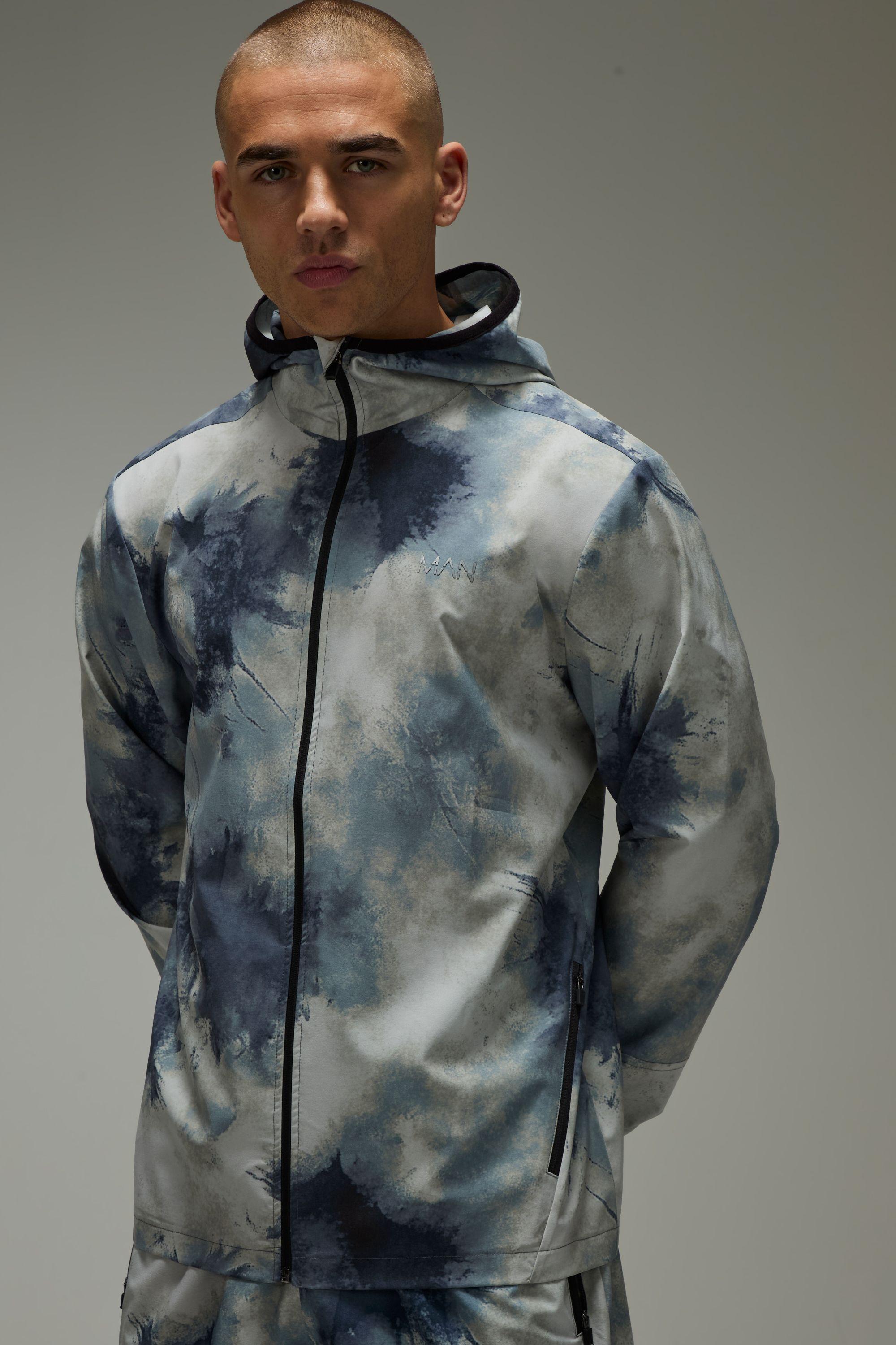 Man Active Abstract Printed Regular Fit Windbreaker by BOOHOOMAN