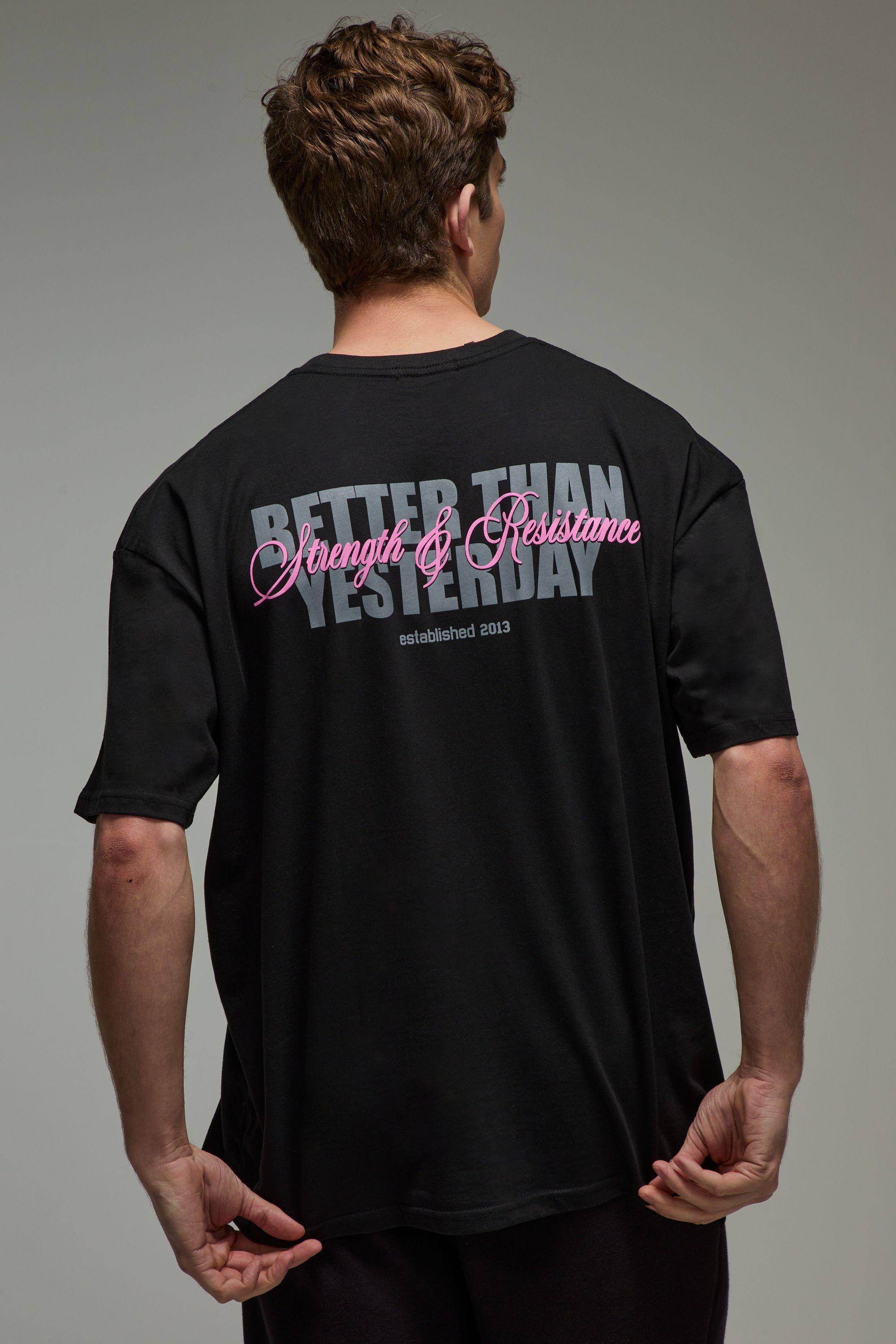 Man Active Better Than Yesterday Oversized T-Shirt by BOOHOOMAN