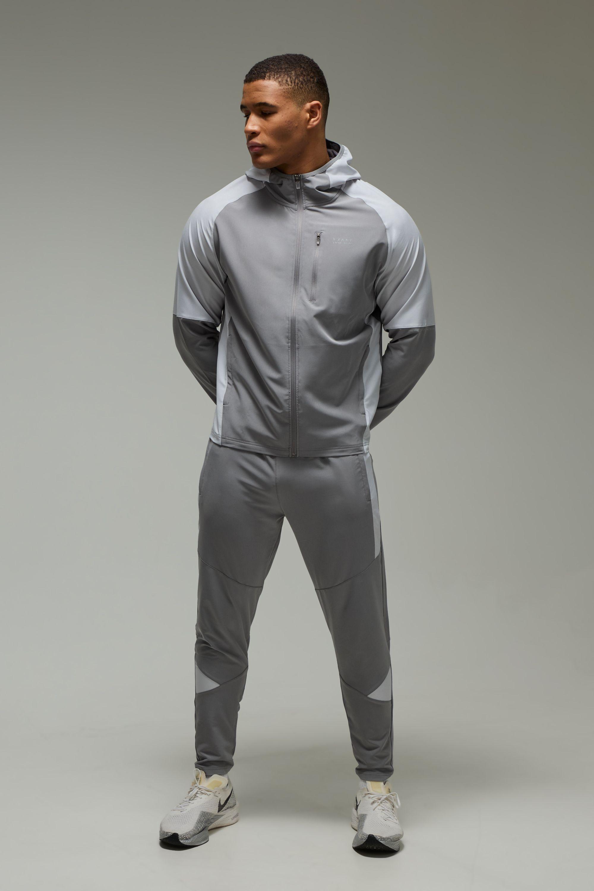 Man Active Colour Block Regular Fit Jogger Tracksuit by BOOHOOMAN