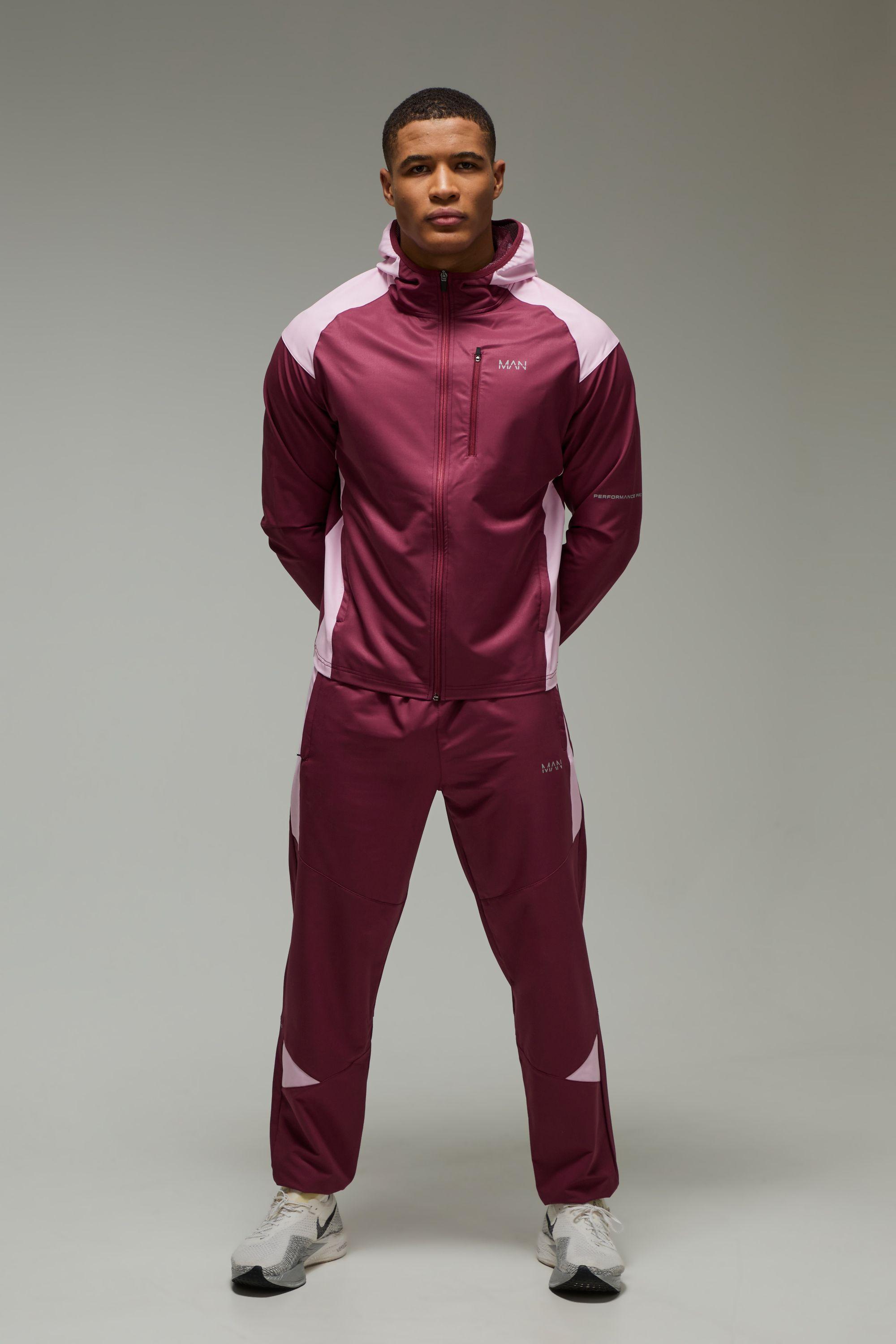 Man Active Colour Block Stretch Woven Regular Fit Tracksuit by BOOHOOMAN