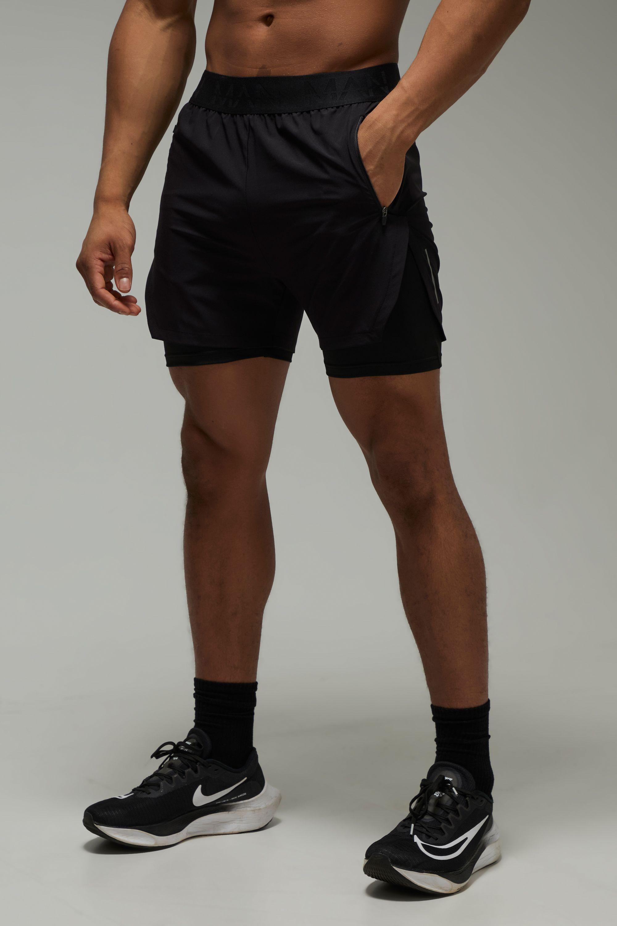 Man Active Extreme Split 3inch 2-in-1 Regular Fit Short by BOOHOOMAN