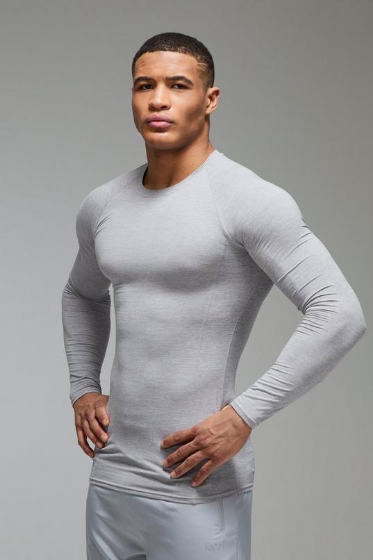 Man Active Fleece Lined Marl Baselayer Long Sleeve T-shirt by BOOHOOMAN Man Active Fleece Lined Marl Baselayer Long Sleeve T-shirt by BOOHOOMAN