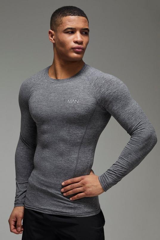 Man Active Fleece Lined Marl Baselayer Long Sleeve T-shirt by BOOHOOMAN Man Active Fleece Lined Marl Baselayer Long Sleeve T-shirt by BOOHOOMAN