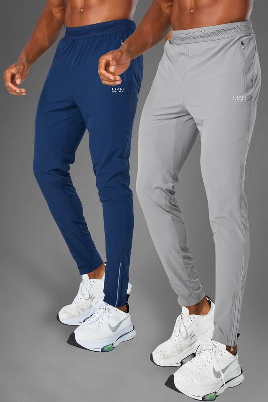 Man Active Gym 2 Pack Lightweight Tapered Jogger by BOOHOOMAN