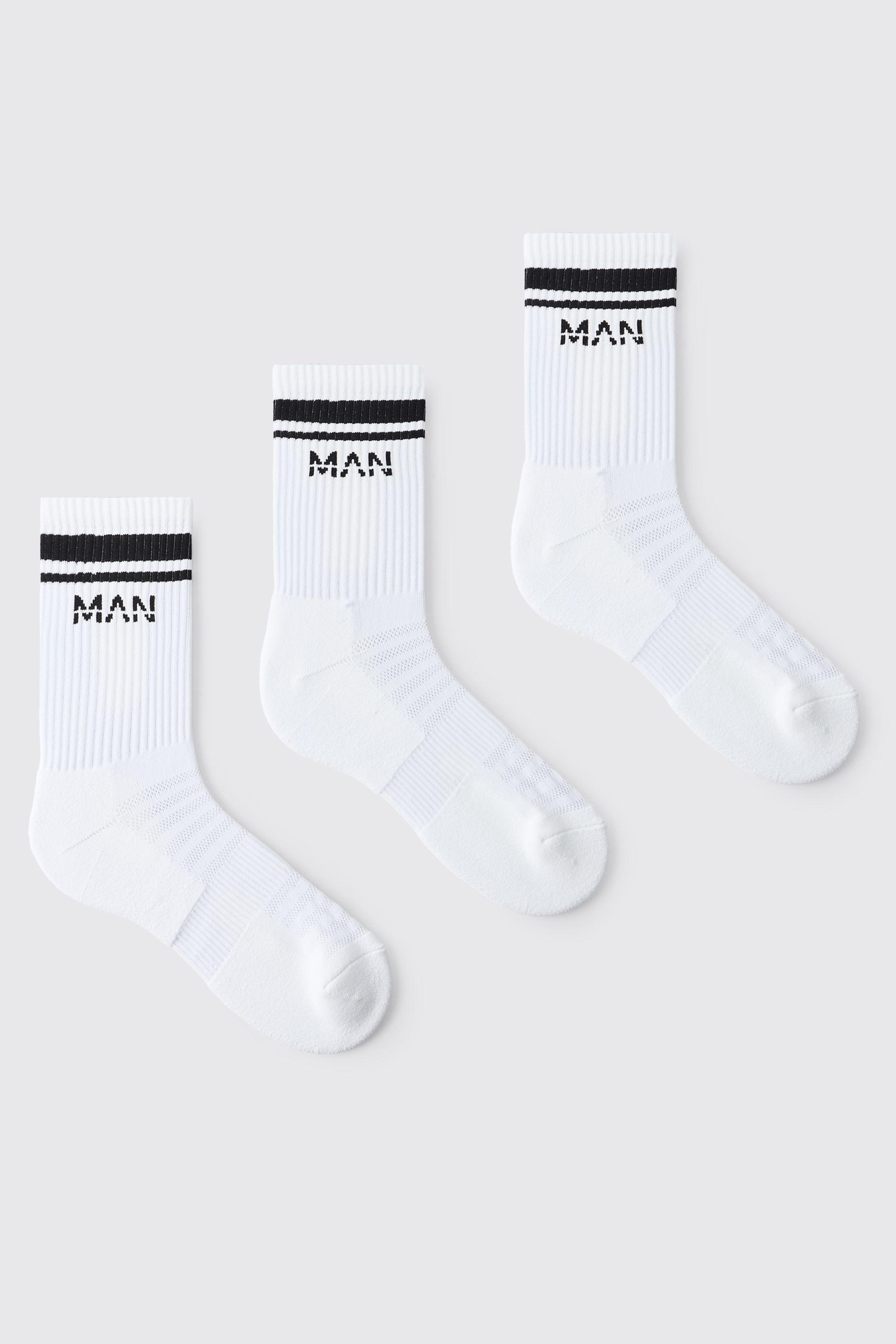 Man Active Gym Crew Sock 3 Pack by BOOHOOMAN
