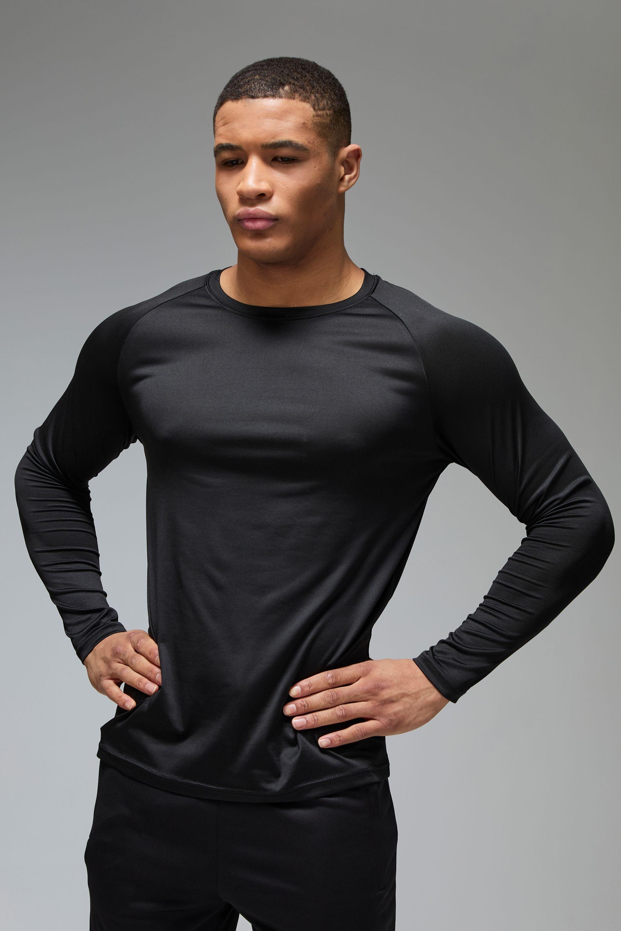 Man Active Lightweight Essentials Gym Raglan Long Sleeve Regular Fit T-shirt by BOOHOOMAN