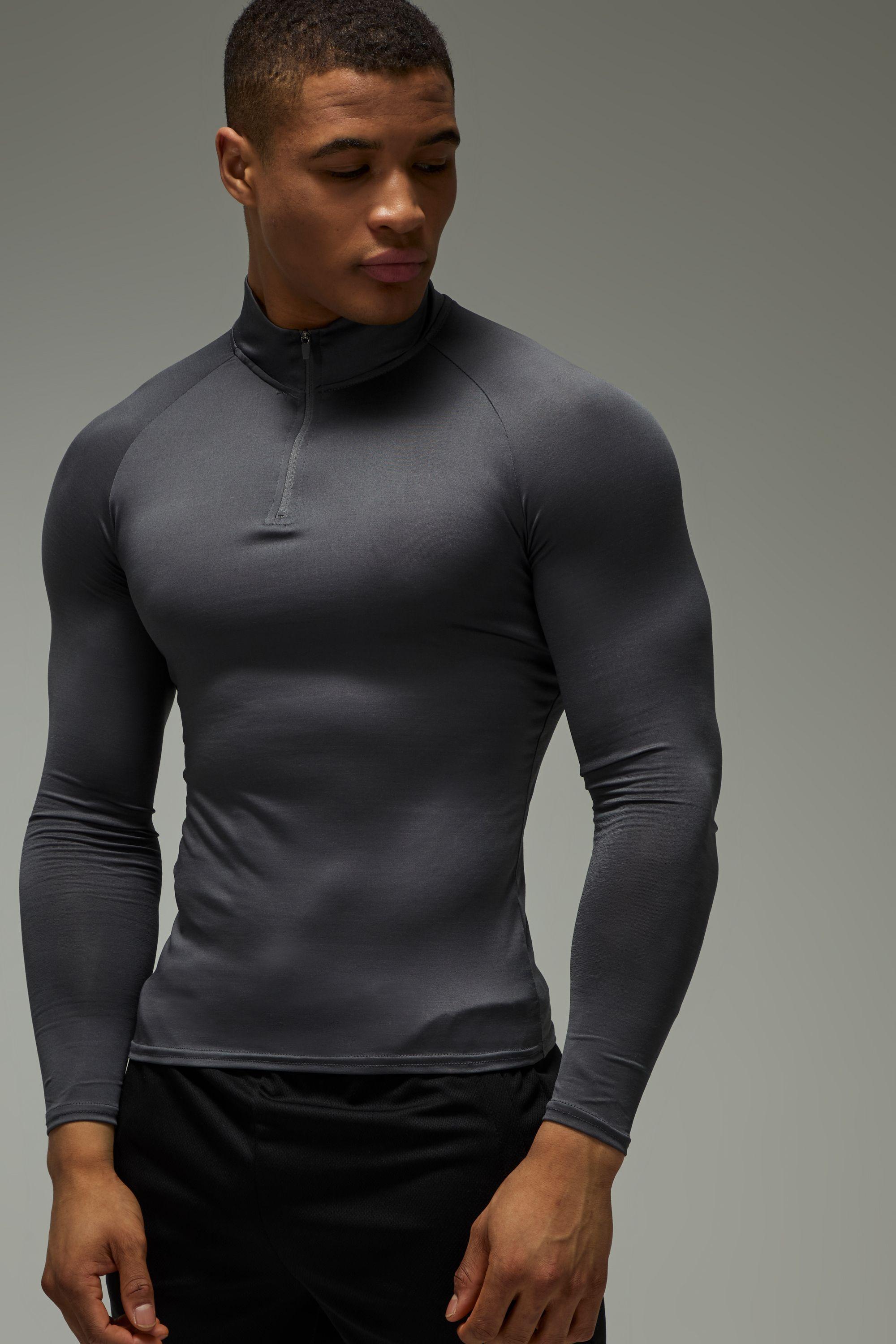 Man Active Lightweight Essentials Gym Raglan Muscle Fit 1/4 Zip by BOOHOOMAN