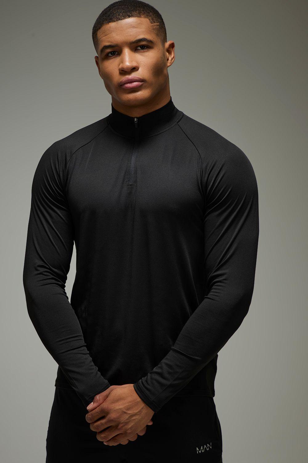 Man Active Lightweight Essentials Gym Raglan Regular Fit 1/4 Zip by BOOHOOMAN