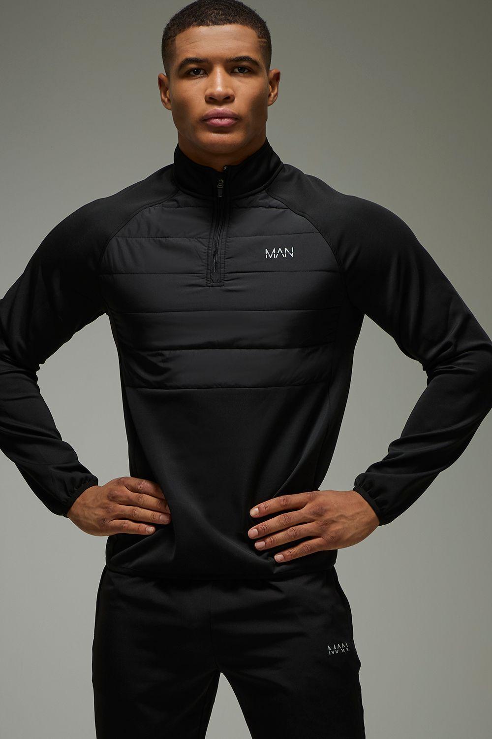 Man Active Lightweight Quilted 1/4 Zip by BOOHOOMAN