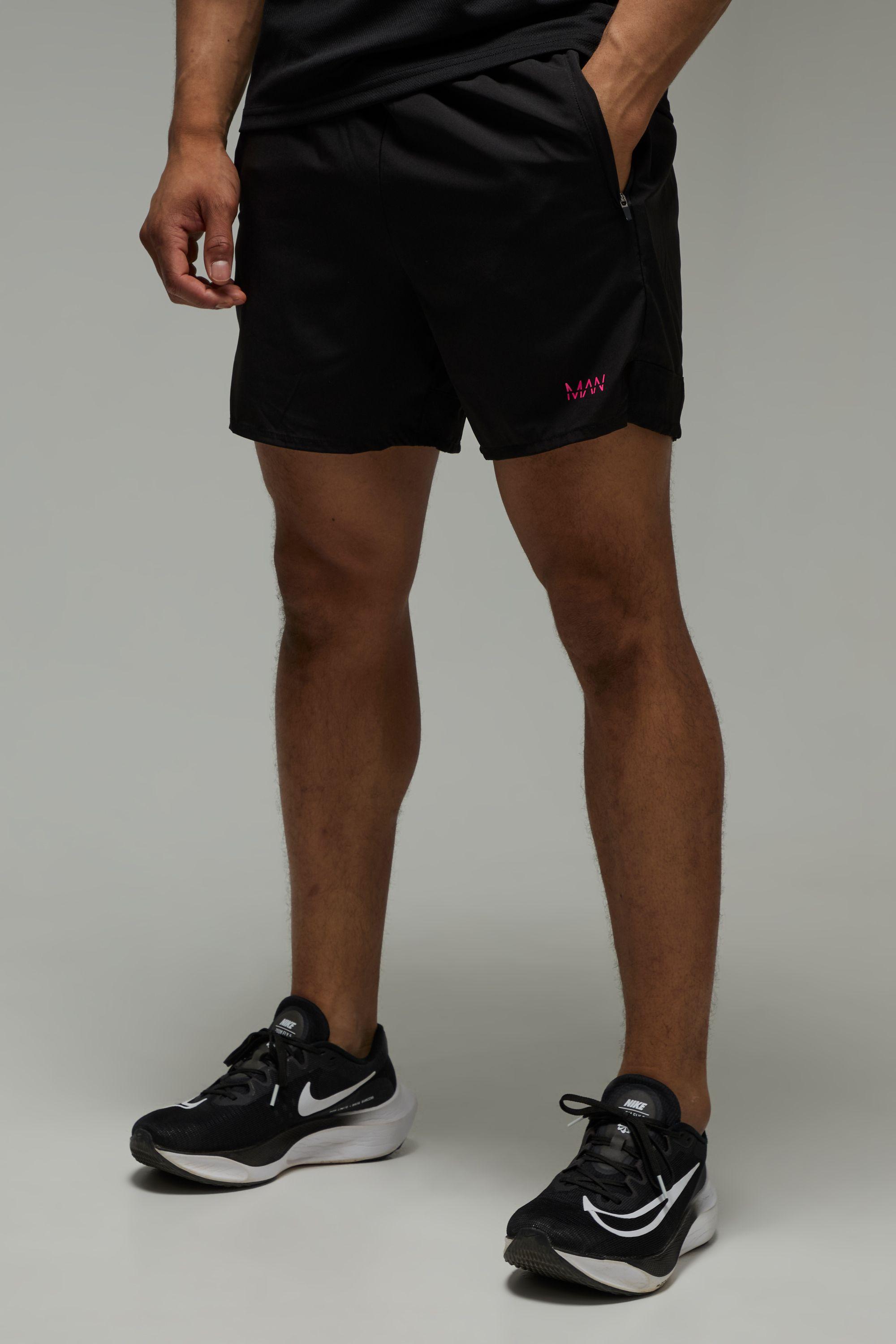 Man Active Neon Logo 5inch Short by BOOHOOMAN