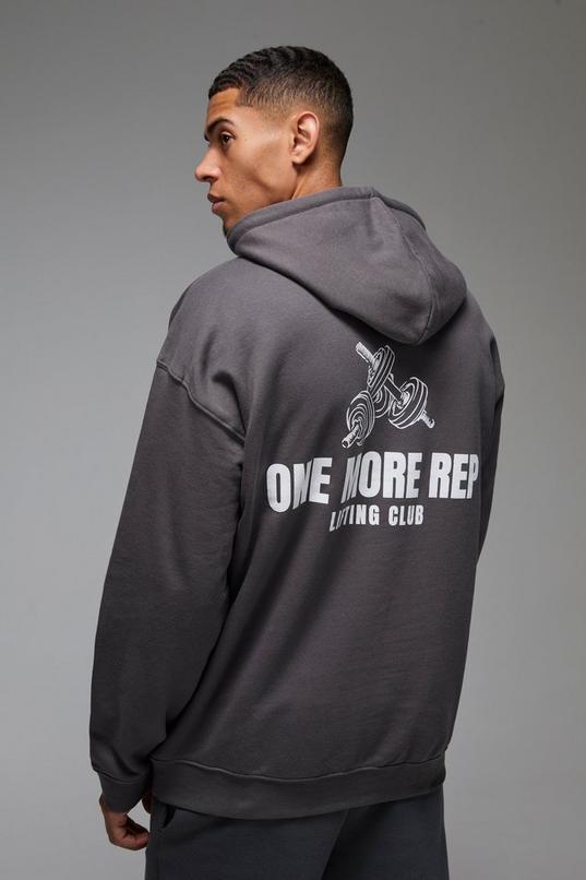 Man Active One More Rep Oversized Hoodie by BOOHOOMAN