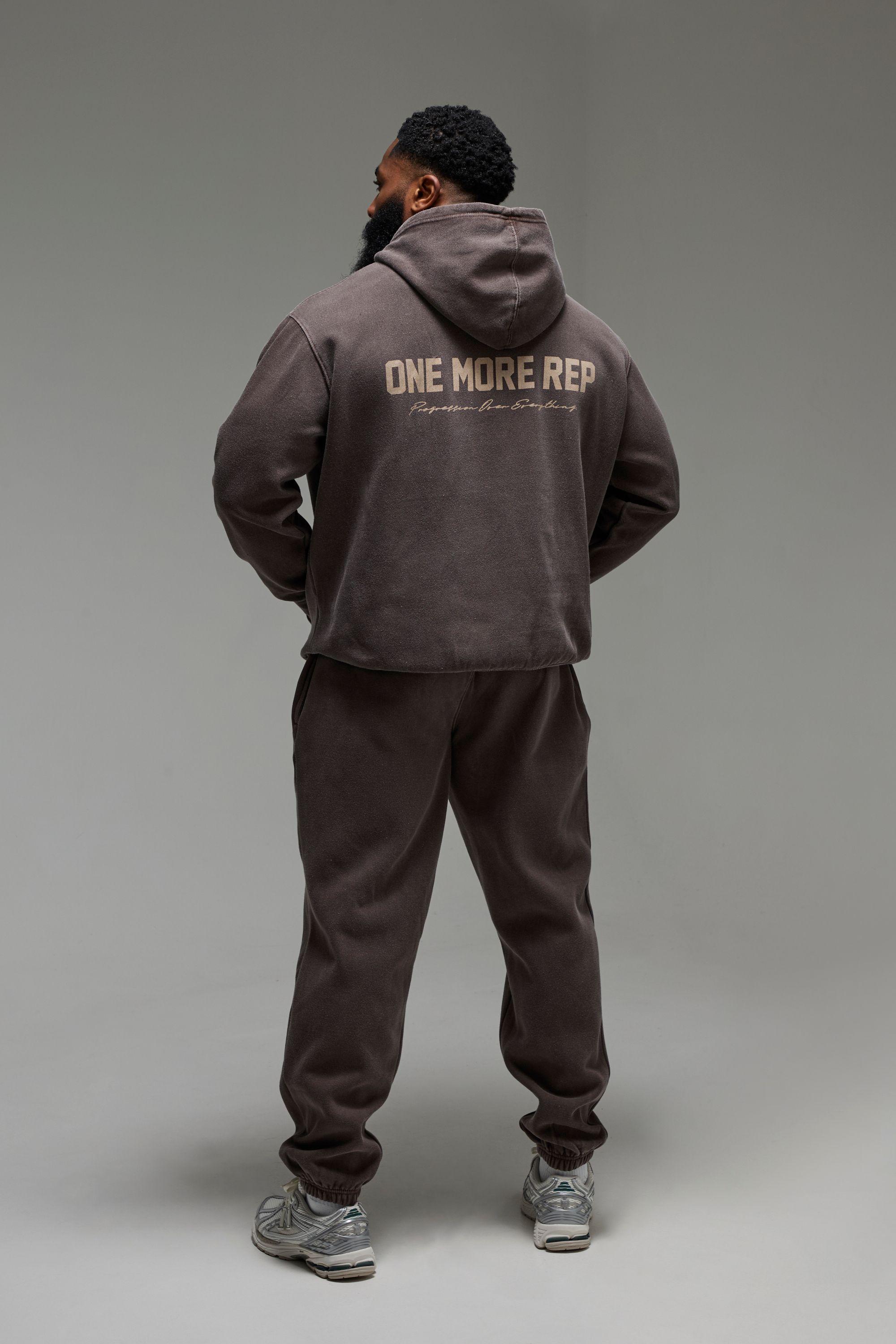 Man Active One More Rep Washed Oversized Tracksuit by BOOHOOMAN