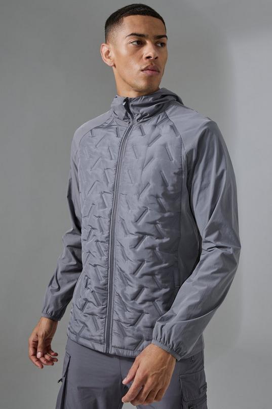 Man Active Quilted Hooded Jacket by BOOHOOMAN