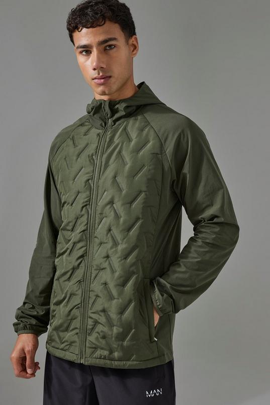 Man Active Quilted Hooded Jacket by BOOHOOMAN