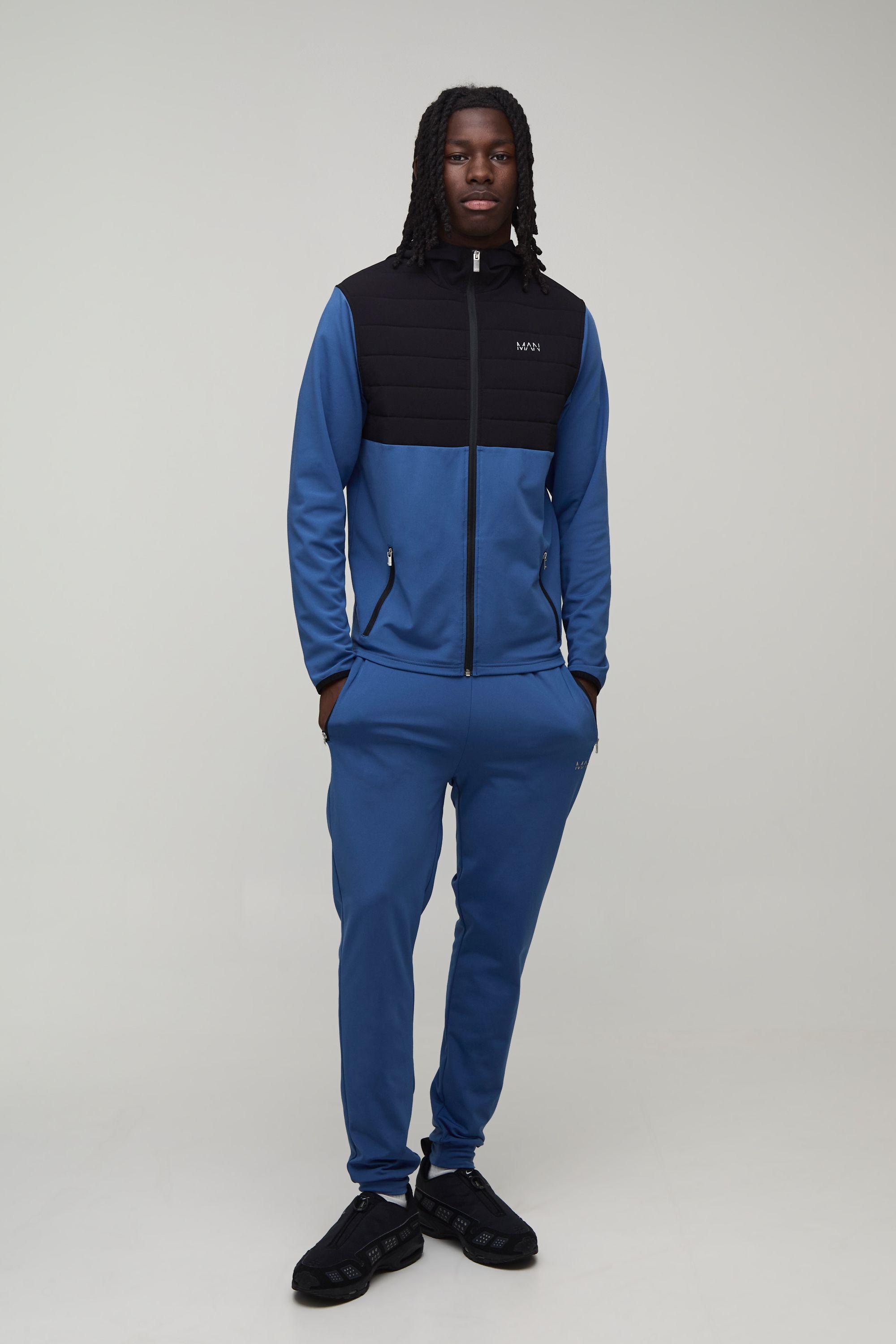 Man Active Quilted Regular Fit Tracksuit by BOOHOOMAN