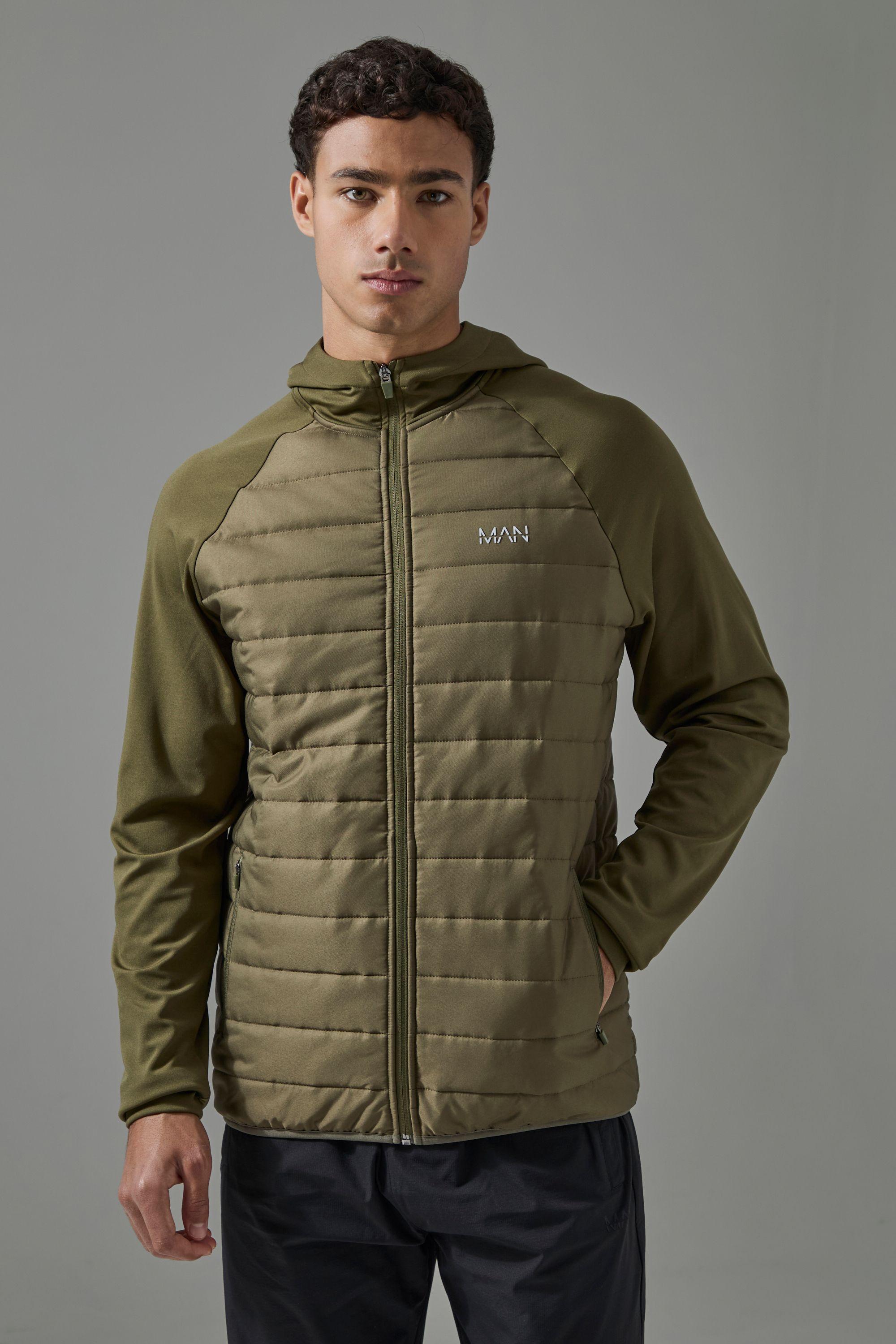Man Active Quilted Zip Through Hoodie by BOOHOOMAN