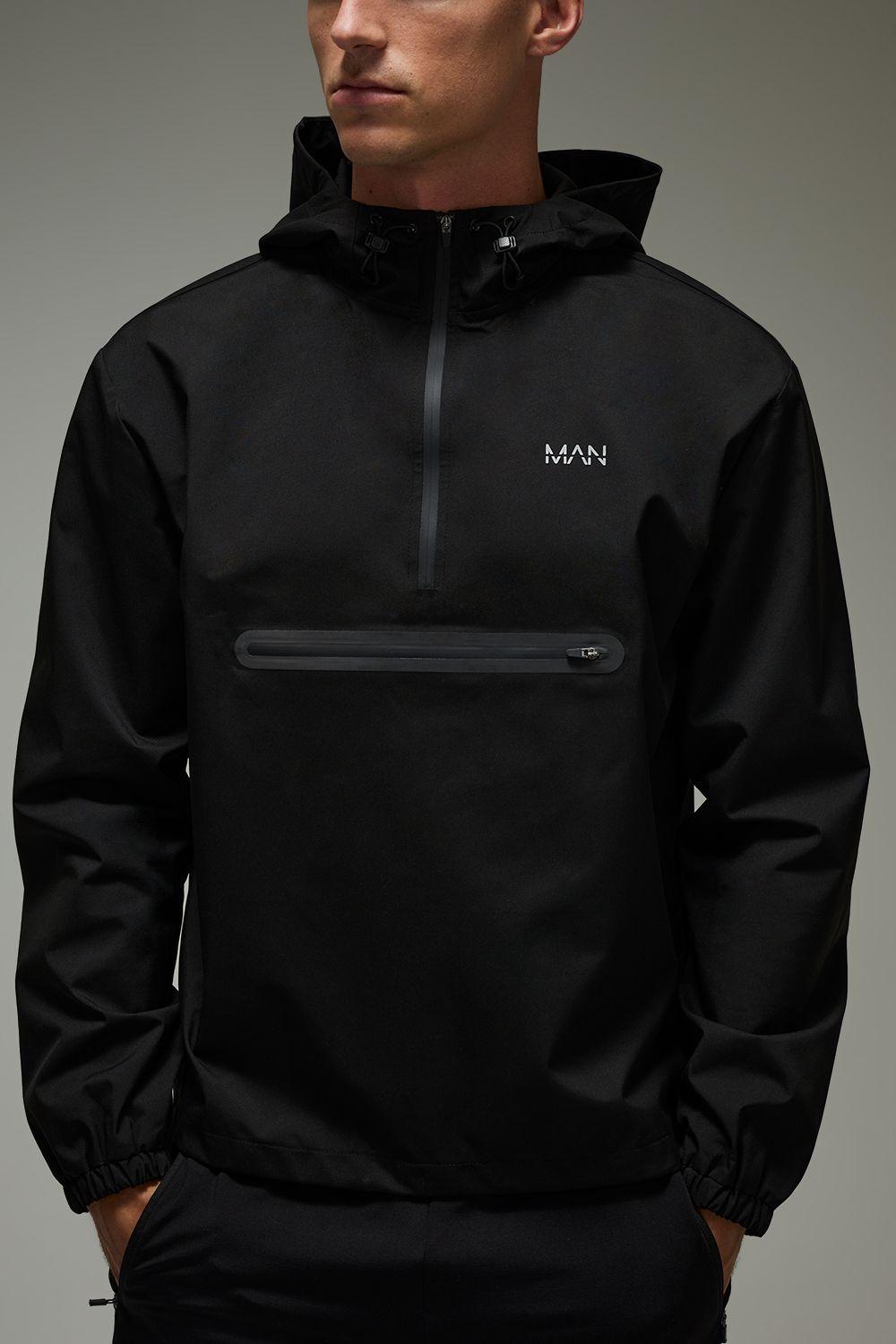 Man Active Regular Fit Half Zip Windbreaker by BOOHOOMAN