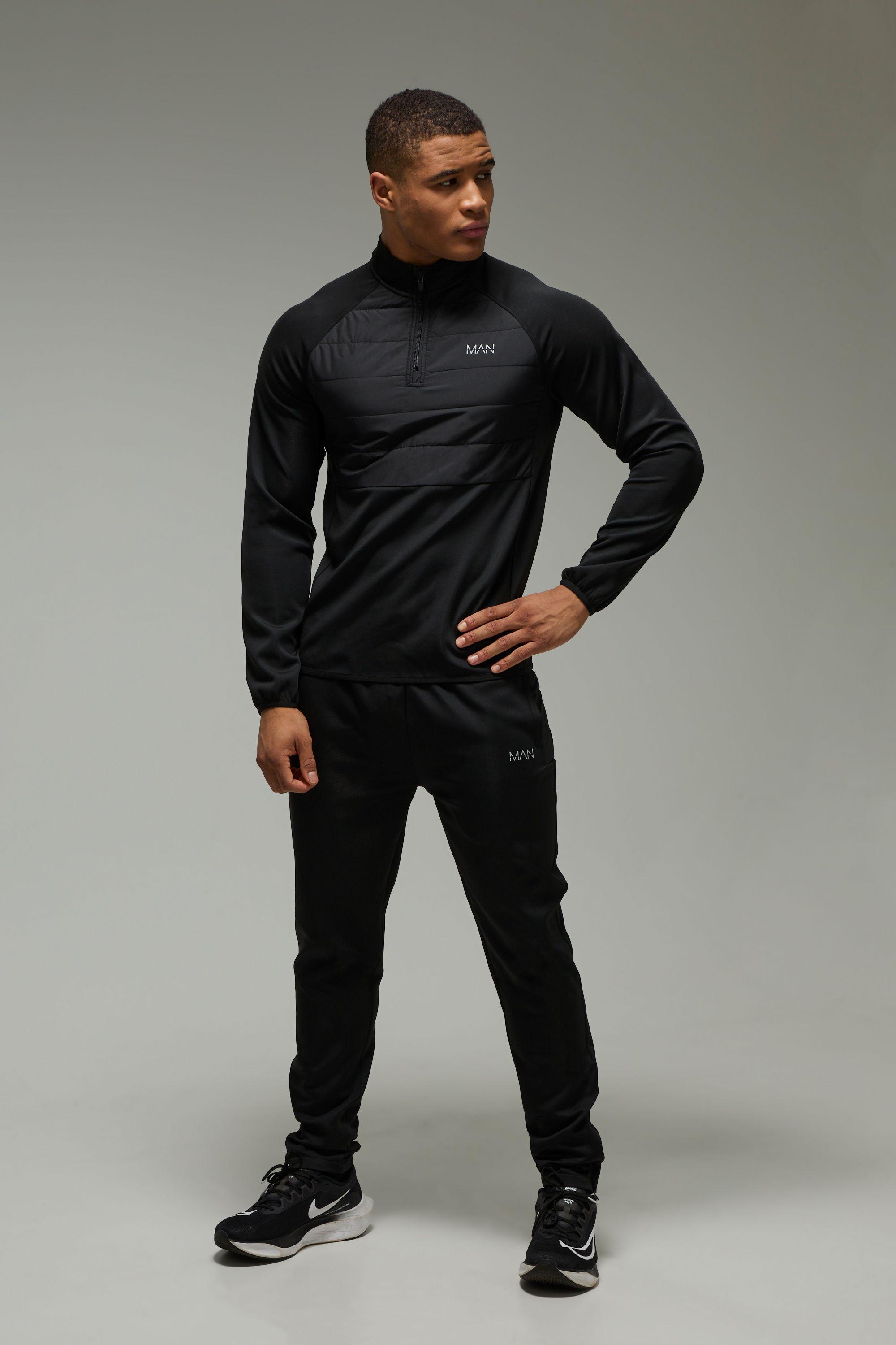 Man Active Regular Fit Quilted 1/4 Zip Tracksuit by BOOHOOMAN Man Active Regular Fit Quilted 1/4 Zip Tracksuit by BOOHOOMAN