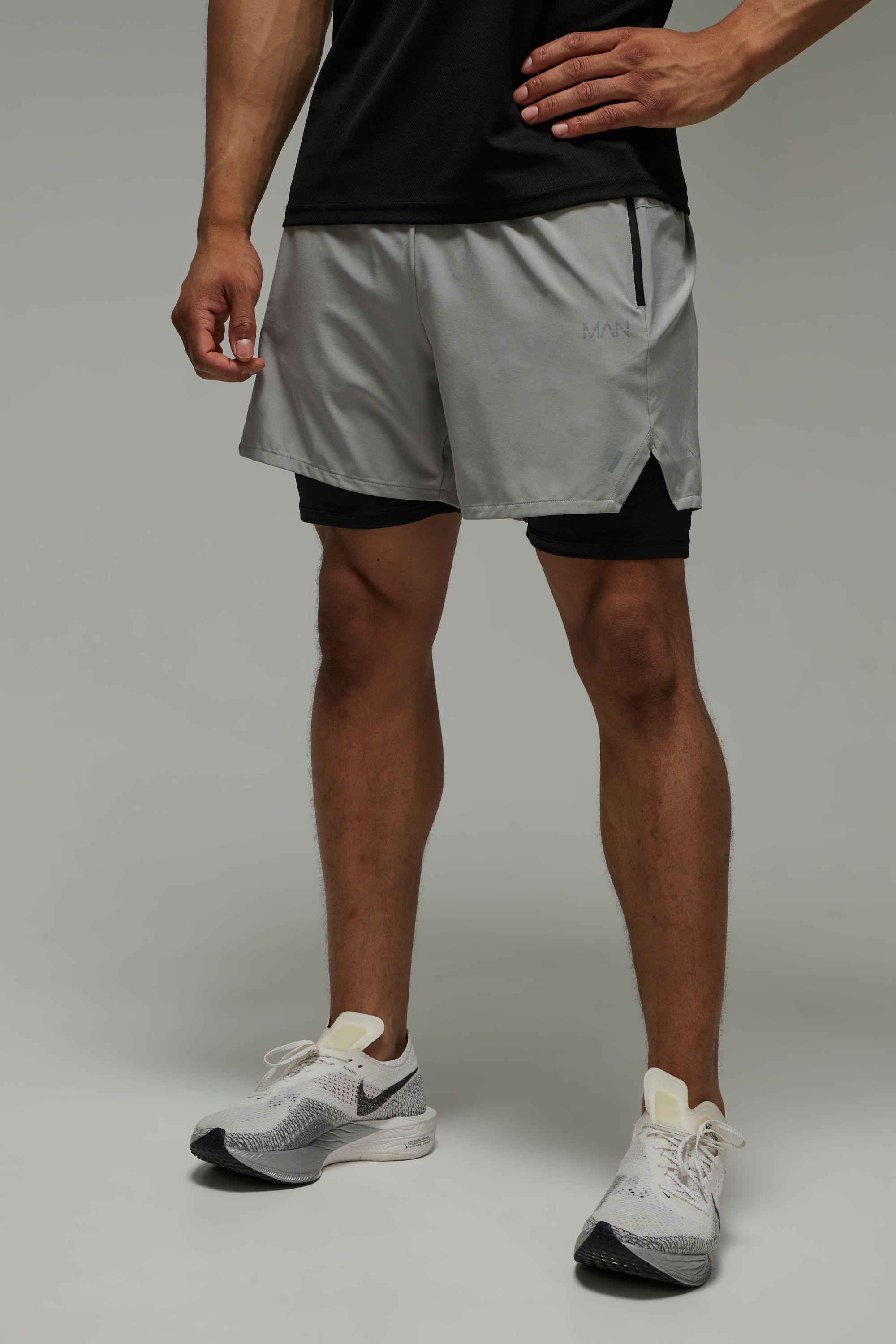 Man Active Stretch Woven 2in1 Shorts by BOOHOOMAN