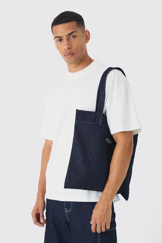 Man Branded Denim Tote Bag by BOOHOOMAN