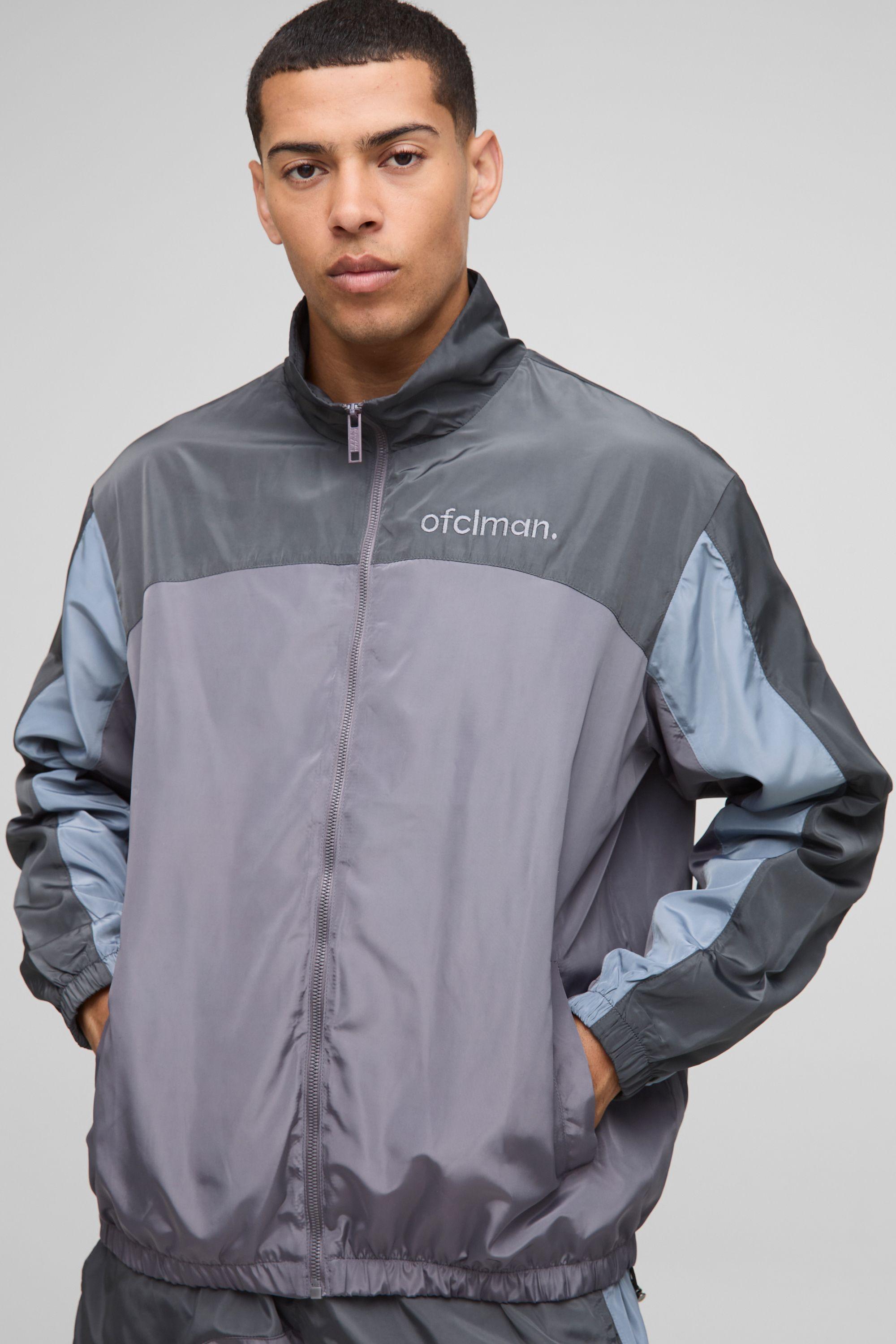 Man Regular Fit Nylon Colour Block Track Jacket by BOOHOOMAN