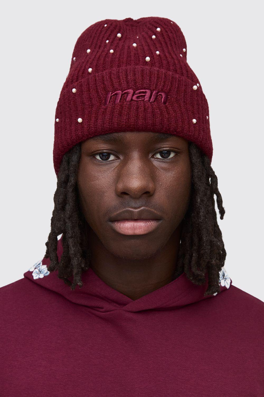 Man Rhinestone Embellished Beanie by BOOHOOMAN