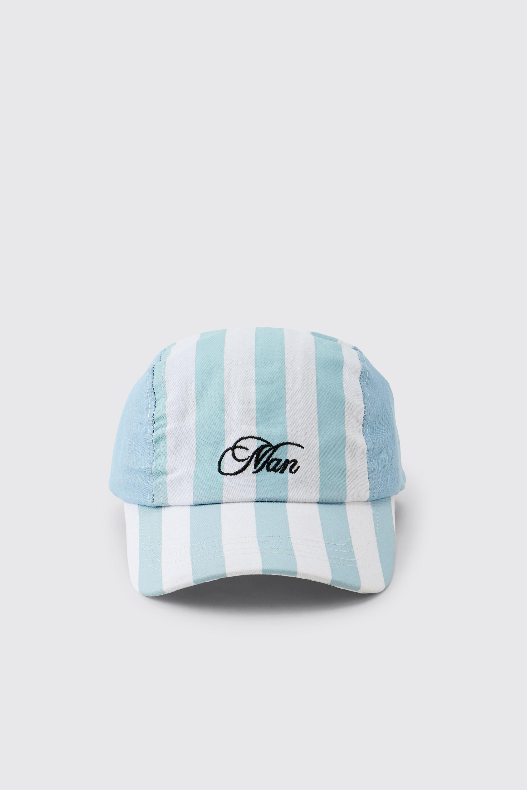 Man Script Stripe Country Manor Cap by BOOHOOMAN