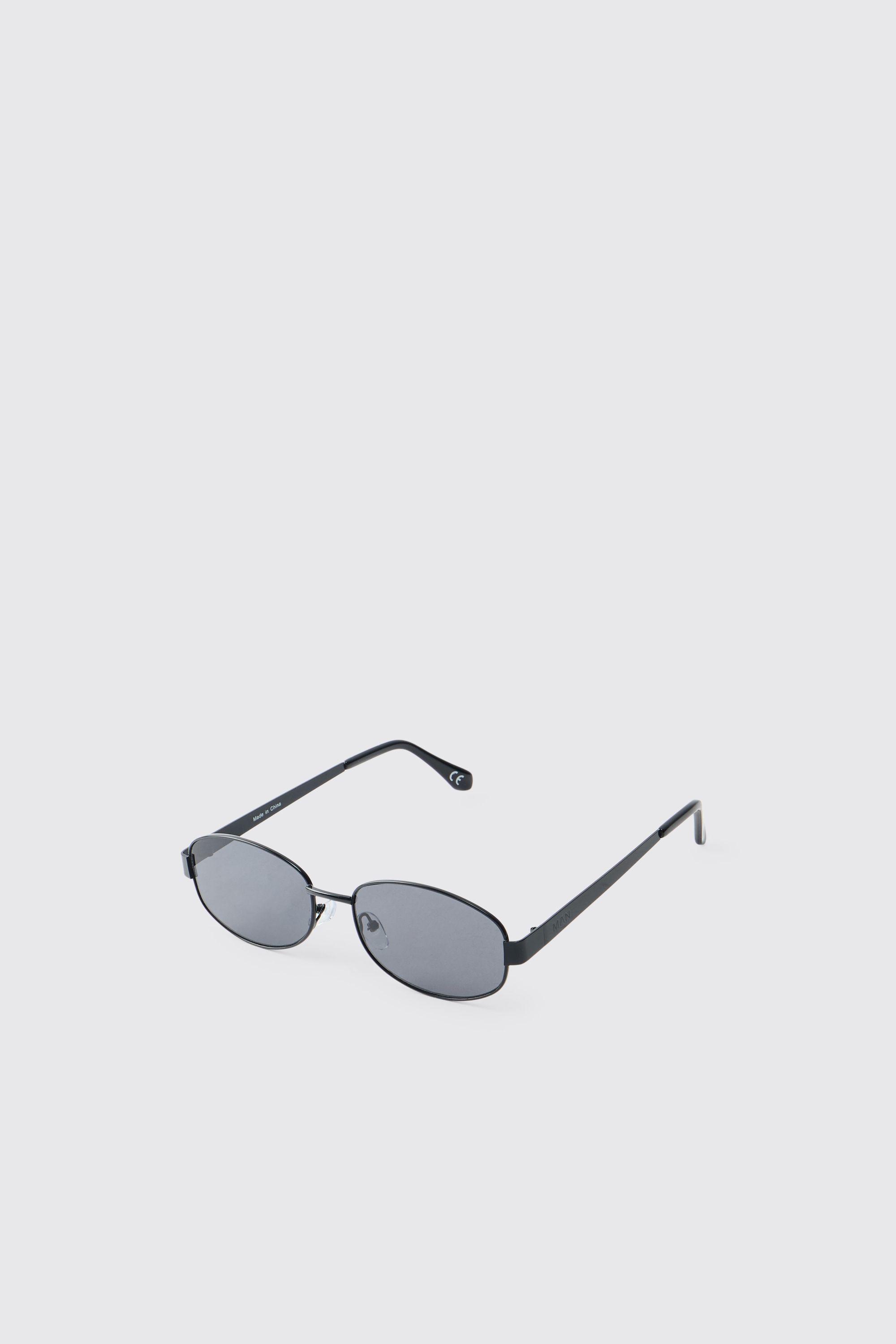 Man Slim Oval Sunglasses with Tinted Lenses by BOOHOOMAN