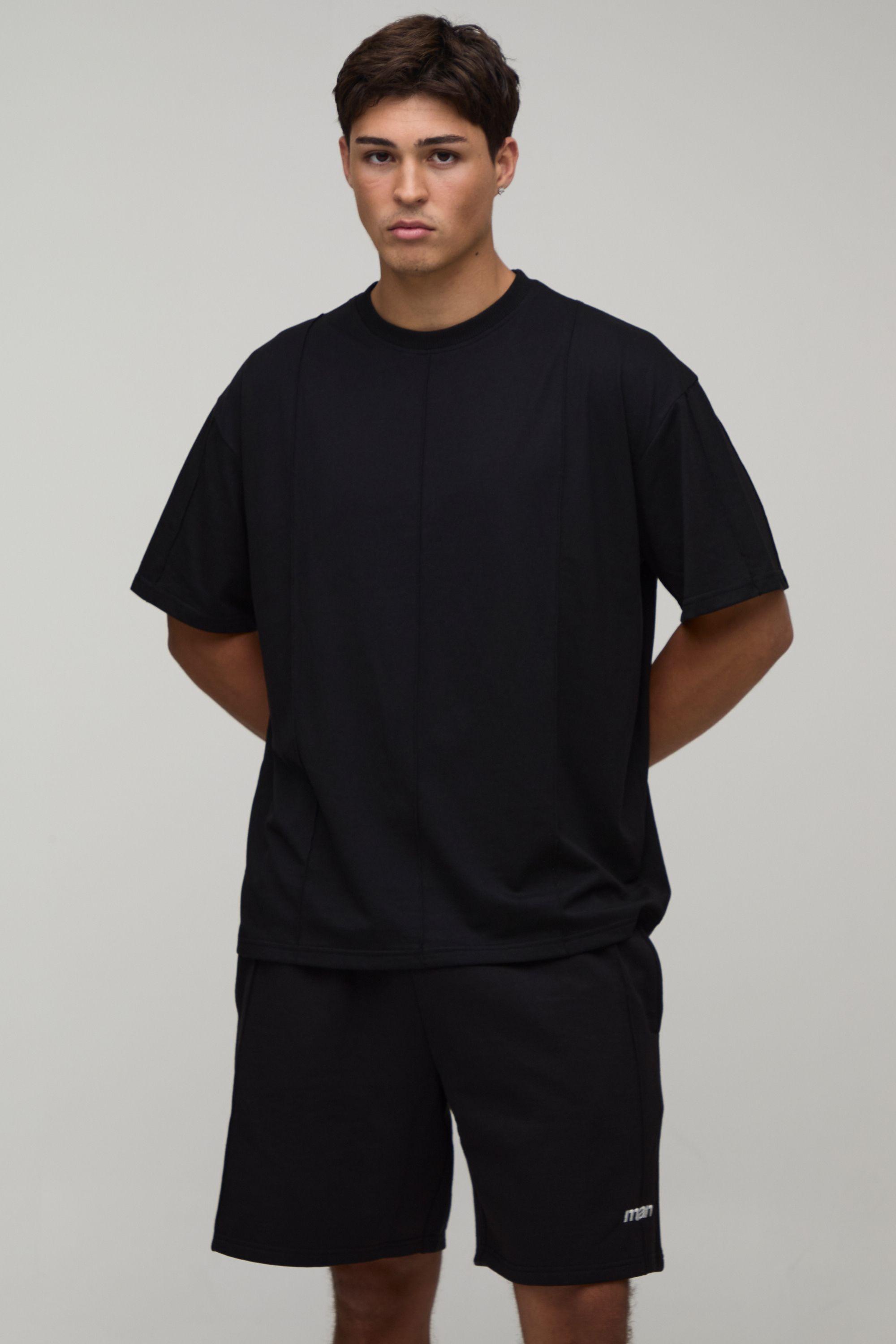 Man Sport Seam Detail Oversized T-Shirt & Baggy Short Set by BOOHOOMAN