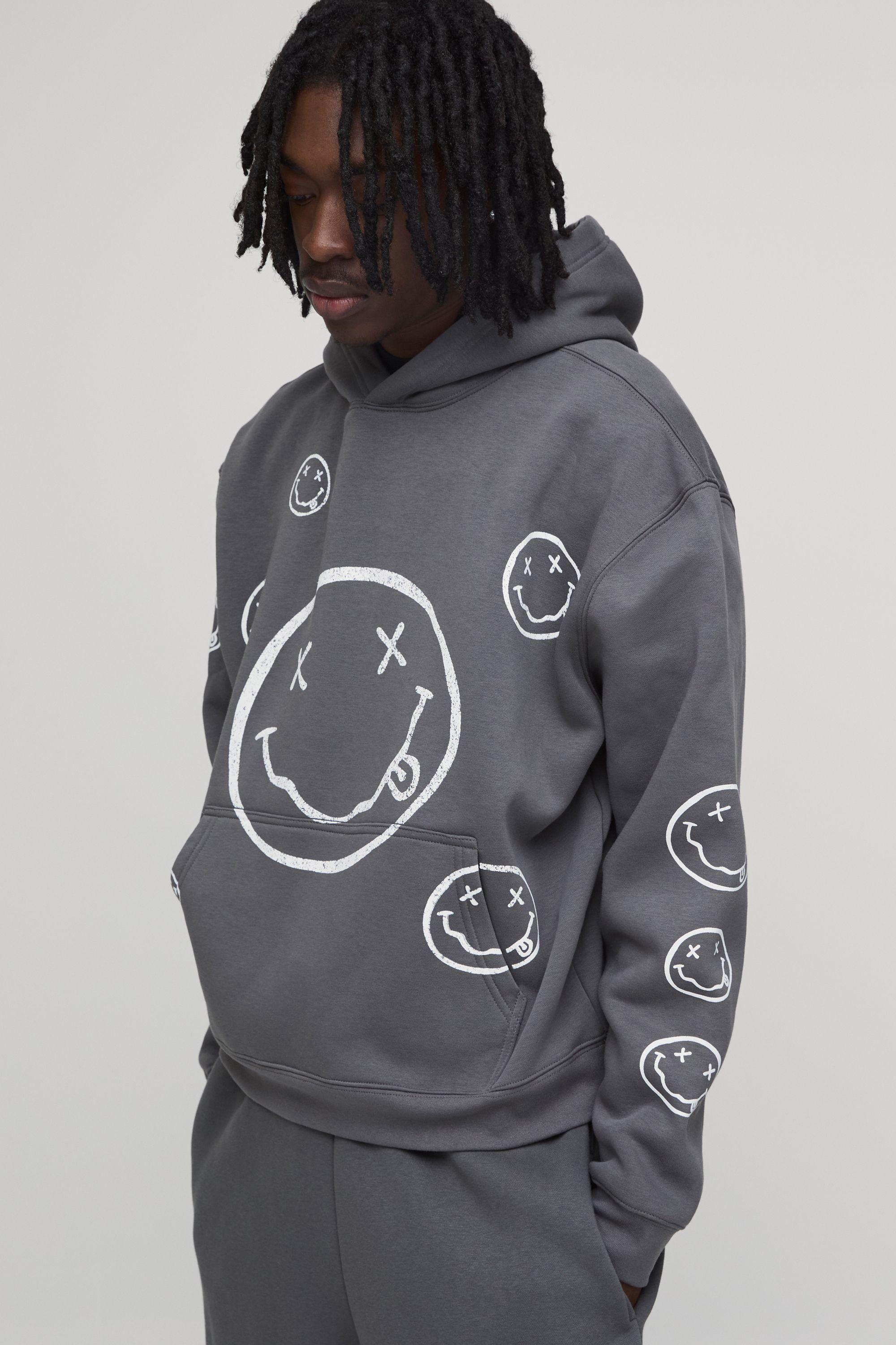 Nirvana Face Oversized License Print Hoodie by BOOHOOMAN