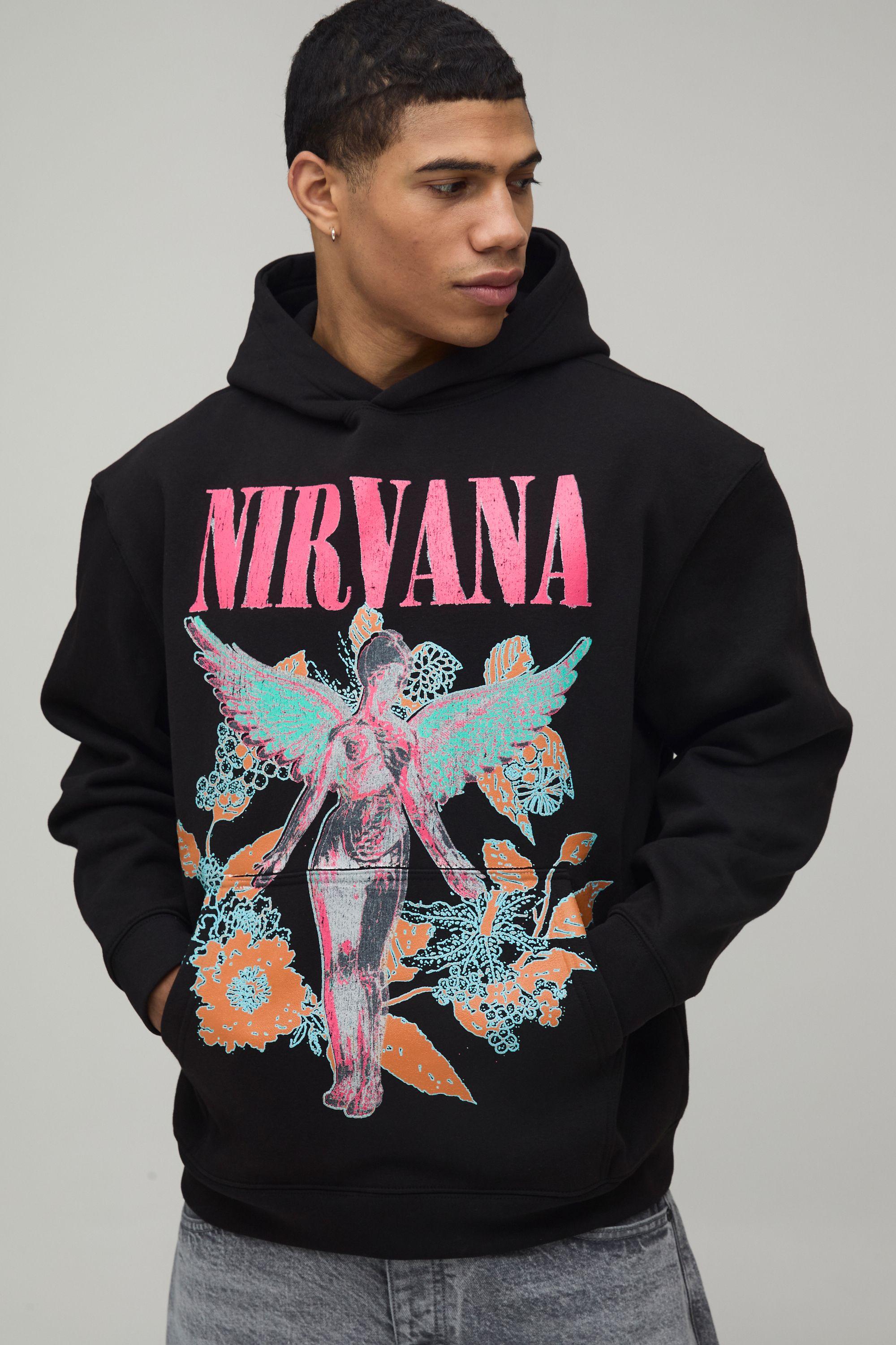 Nirvana Floral Oversized License Print Hoodie by BOOHOOMAN