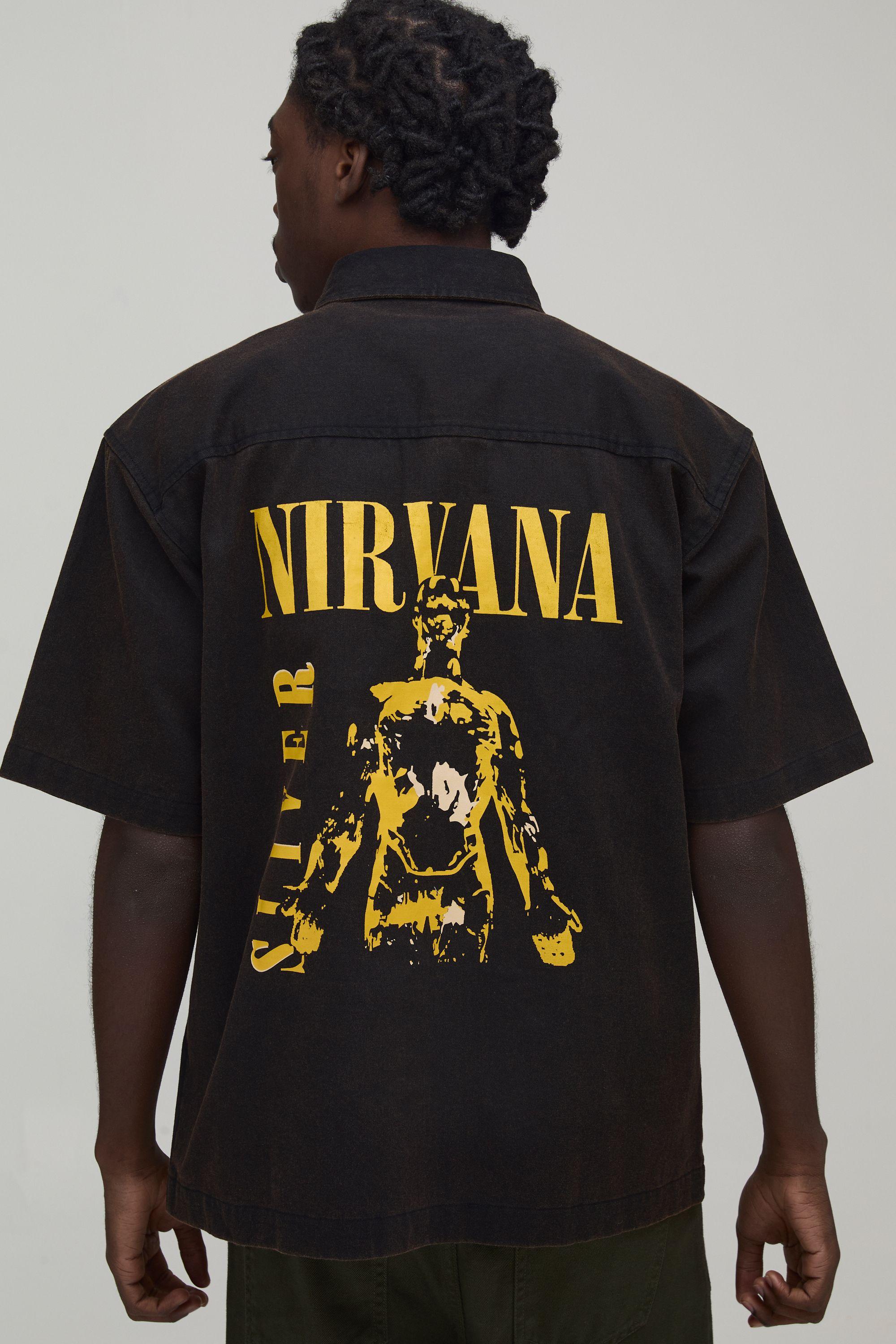 Nirvana Washed Twill Short Sleeve Shirt by BOOHOOMAN